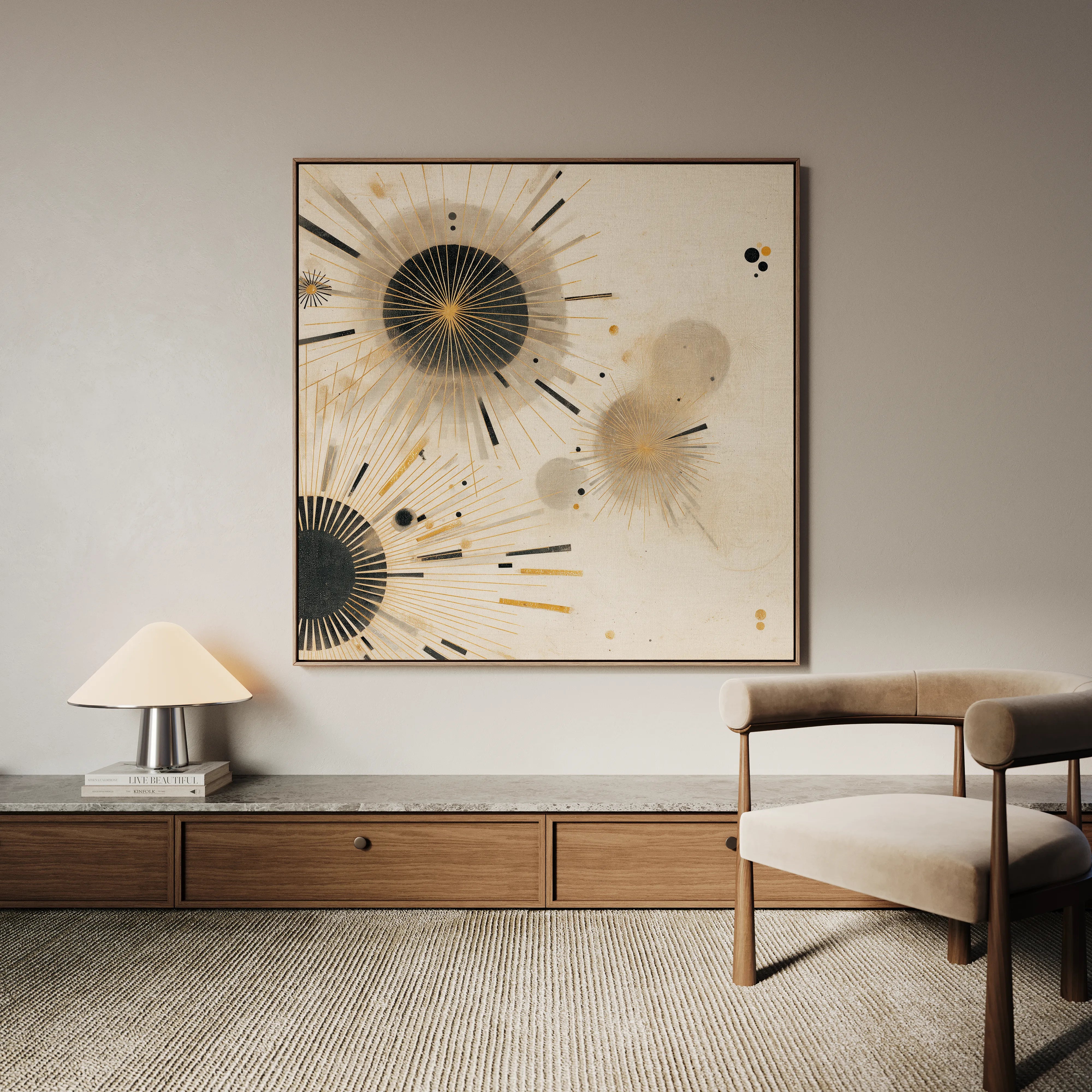 Abstract 1277 Canvas Art 16" x 16" / 40 x 40 cm / Black
