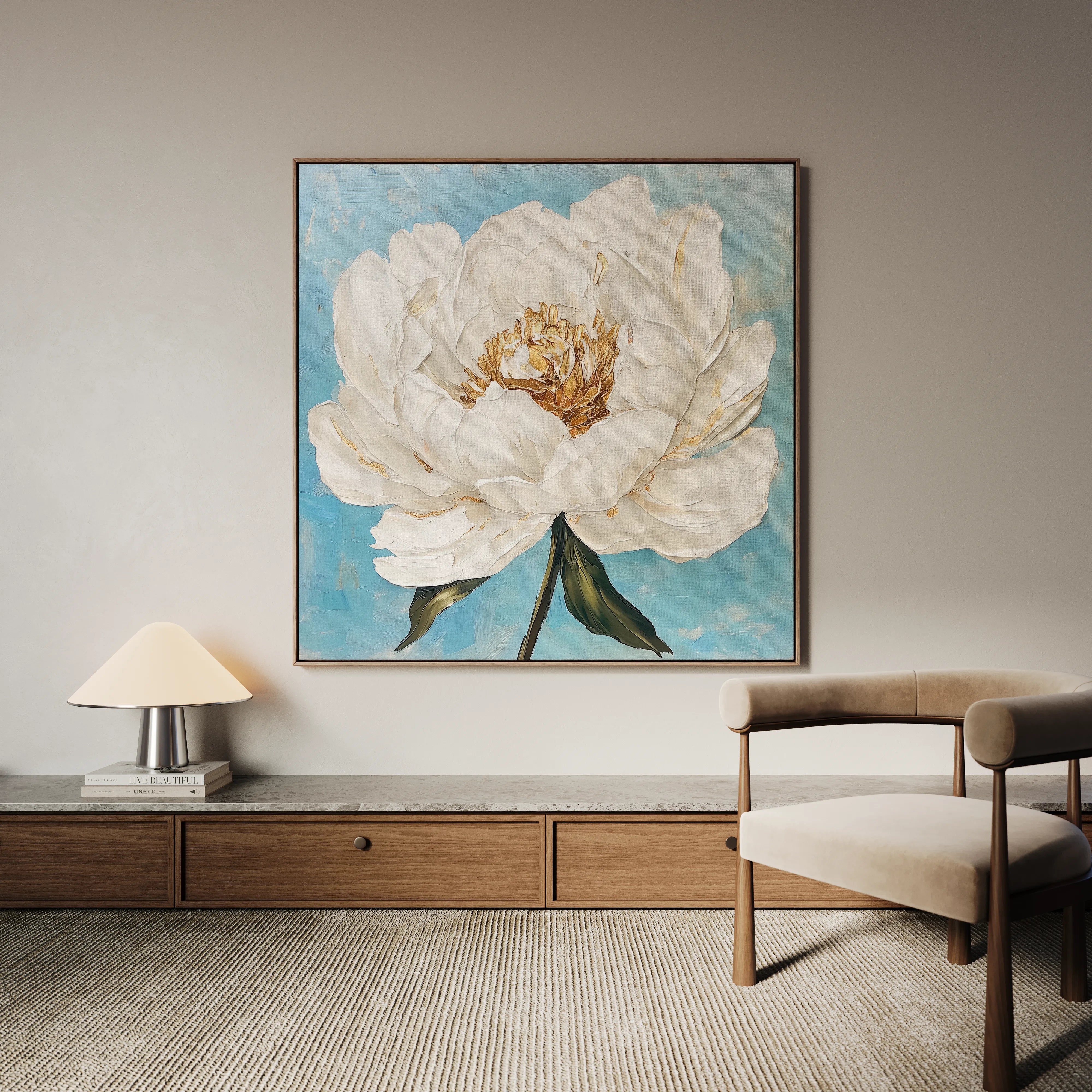 Floral 1277 Canvas Art 16" x 16" / 40 x 40 cm / Black