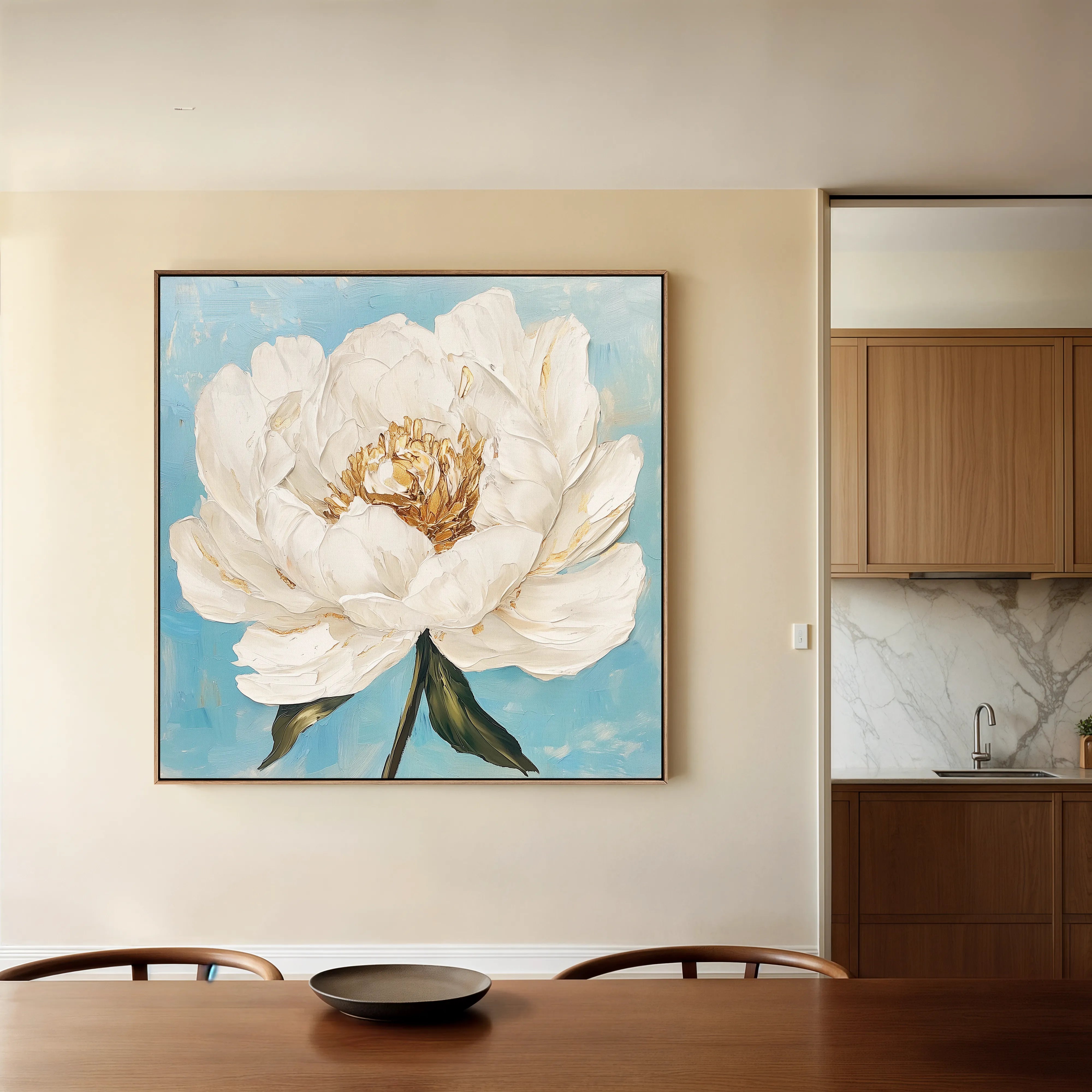 Floral 1277 Canvas Art 16" x 16" / 40 x 40 cm / Black