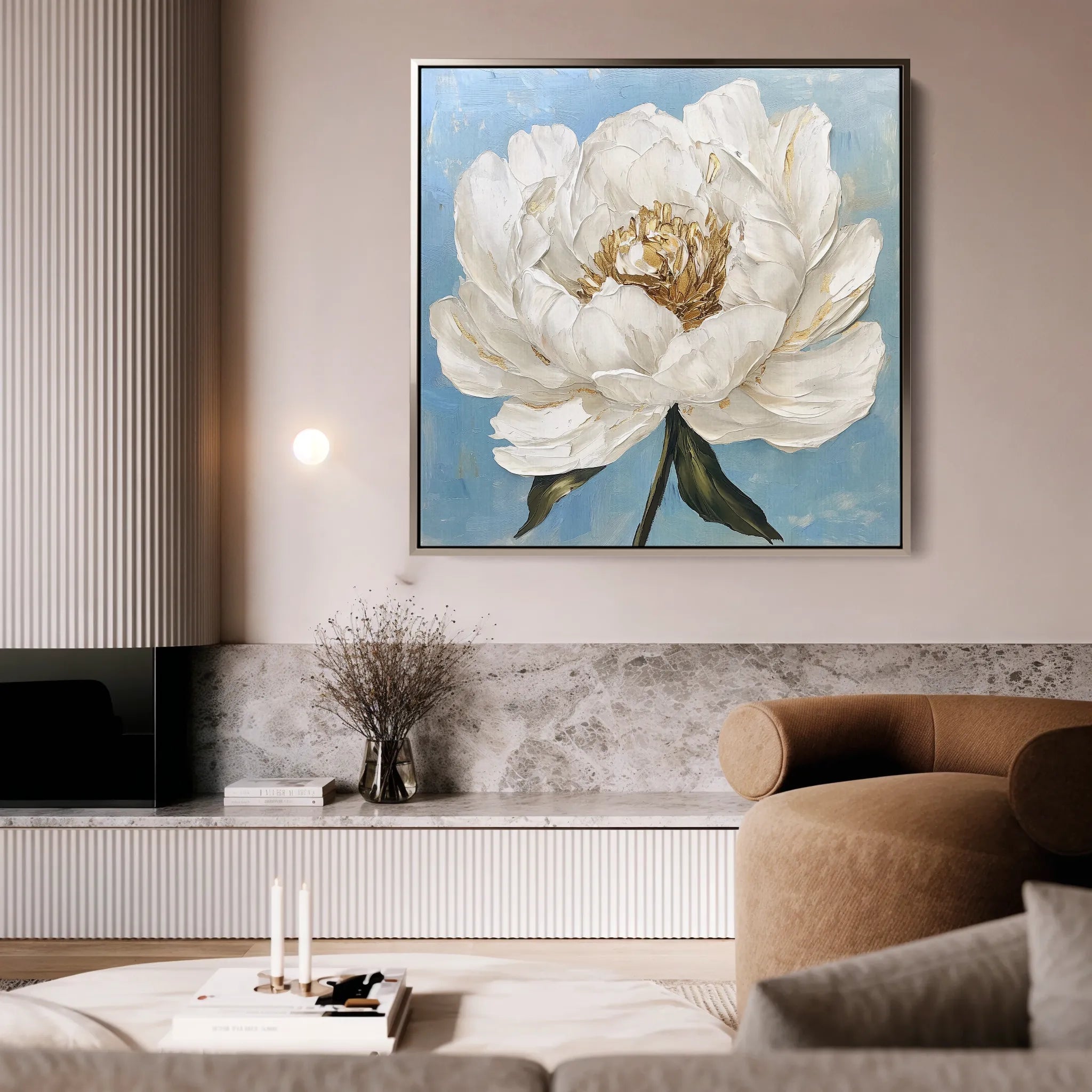 Floral 1277 Canvas Art 16" x 16" / 40 x 40 cm / Black