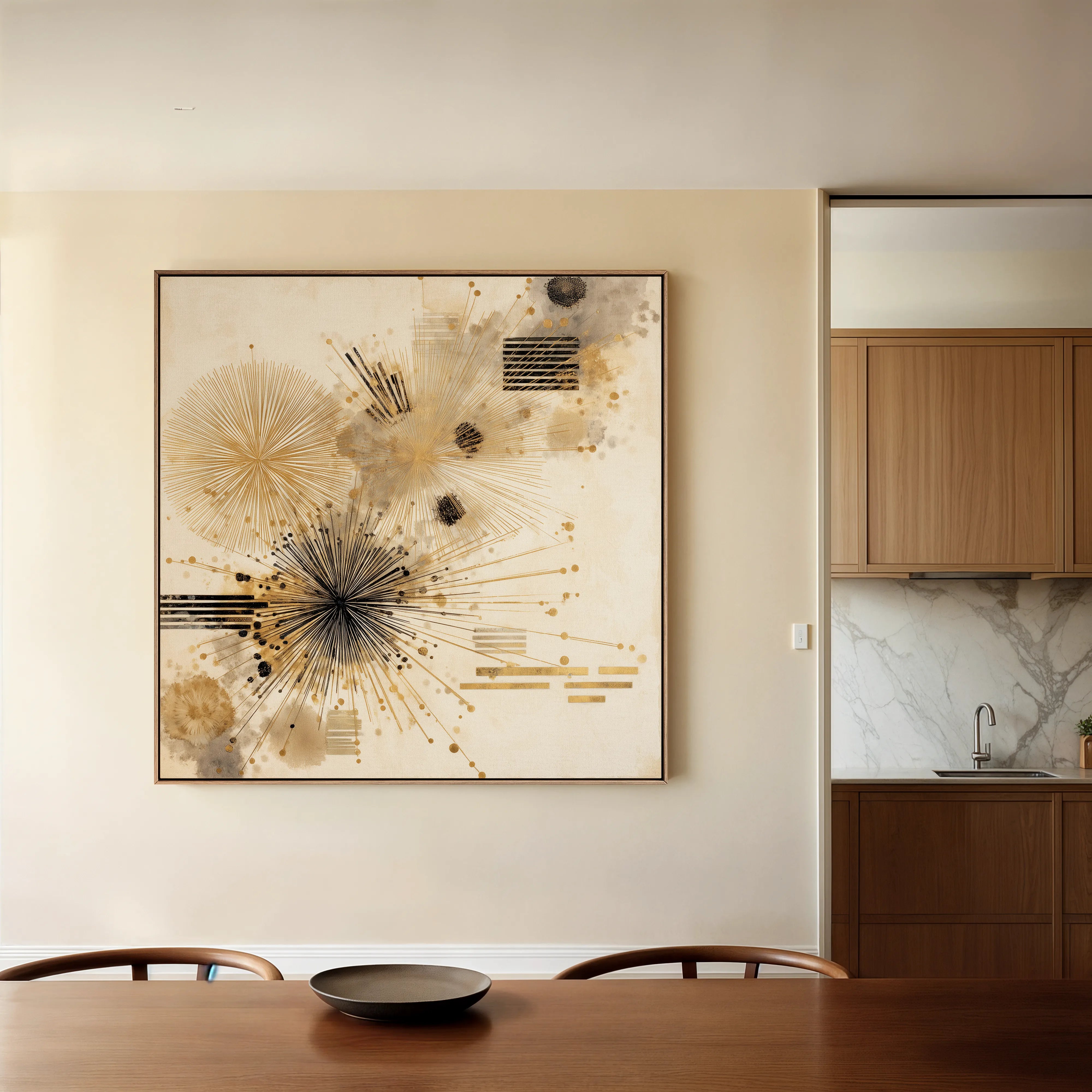 Abstract 1278 Canvas Art 16" x 16" / 40 x 40 cm / Black