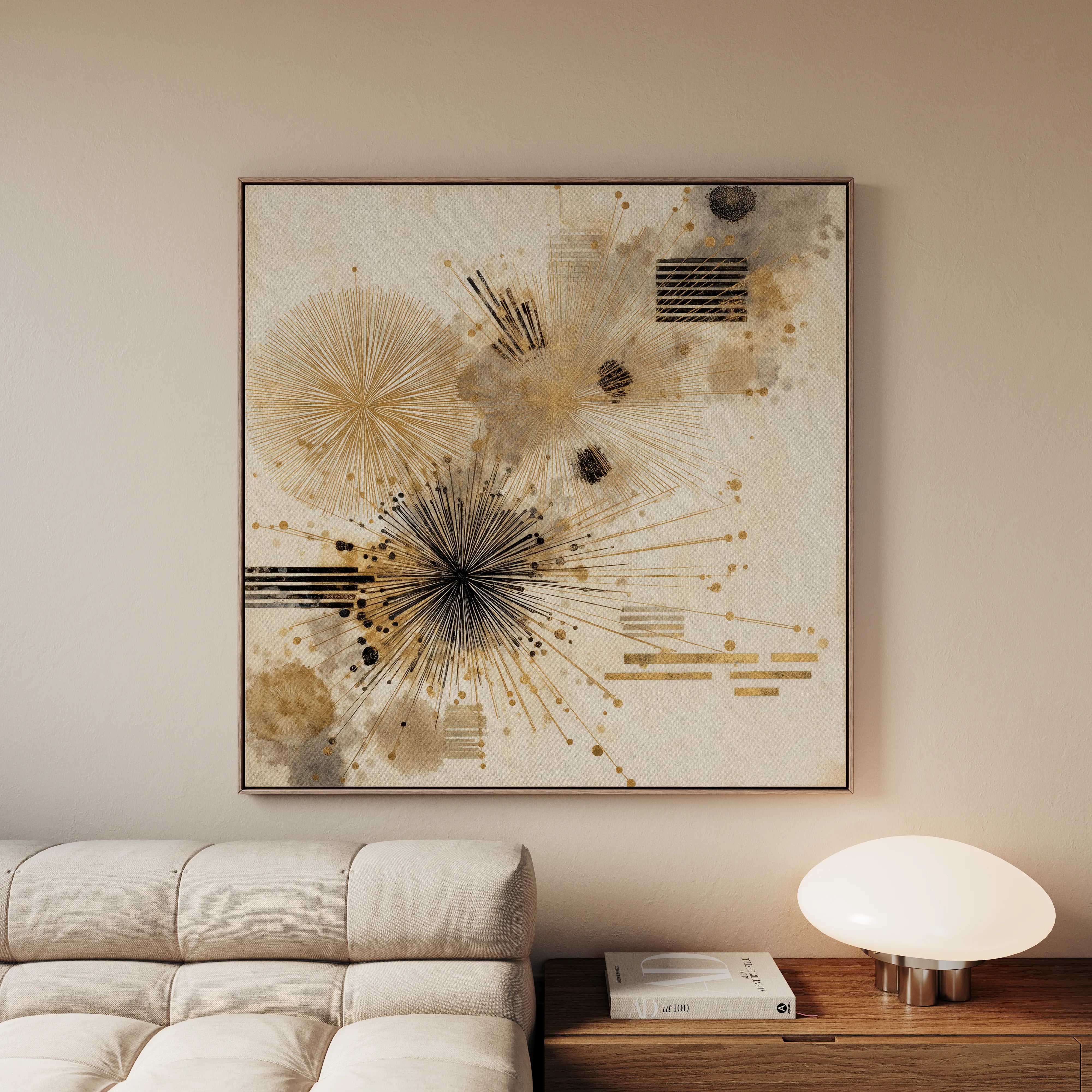Abstract 1278 Canvas Art 16" x 16" / 40 x 40 cm / Black
