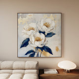 Floral 1278 Canvas Art 16" x 16" / 40 x 40 cm / Black