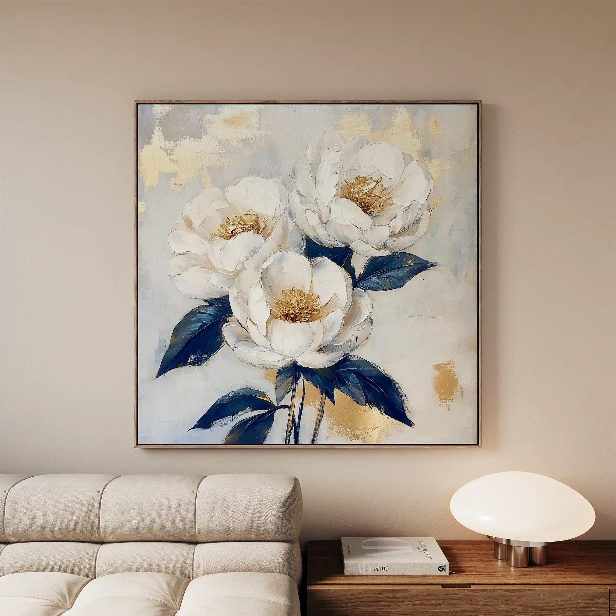 Floral 1278 Canvas Art 16" x 16" / 40 x 40 cm / Black