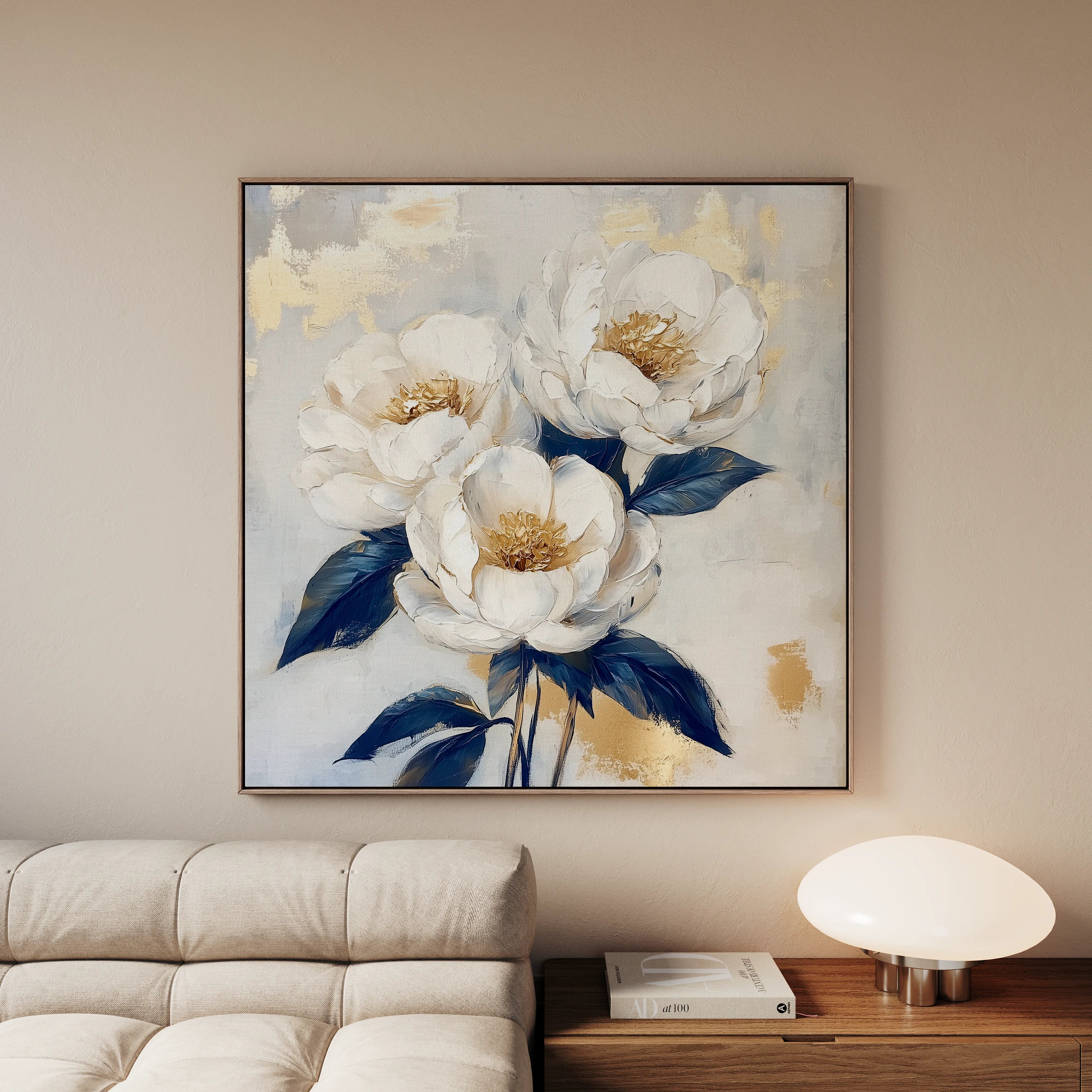 Floral 1278 Canvas Art 16" x 16" / 40 x 40 cm / Black