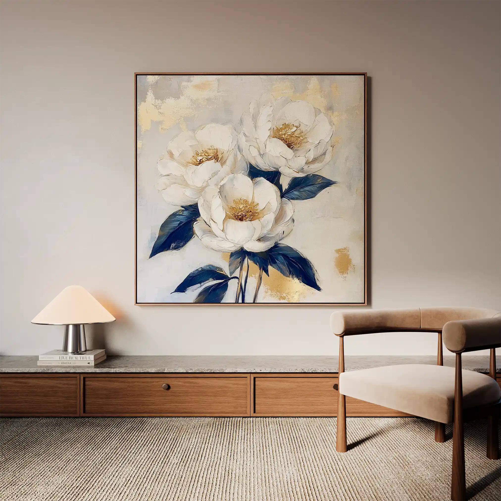 Floral 1278 Canvas Art 16" x 16" / 40 x 40 cm / Black