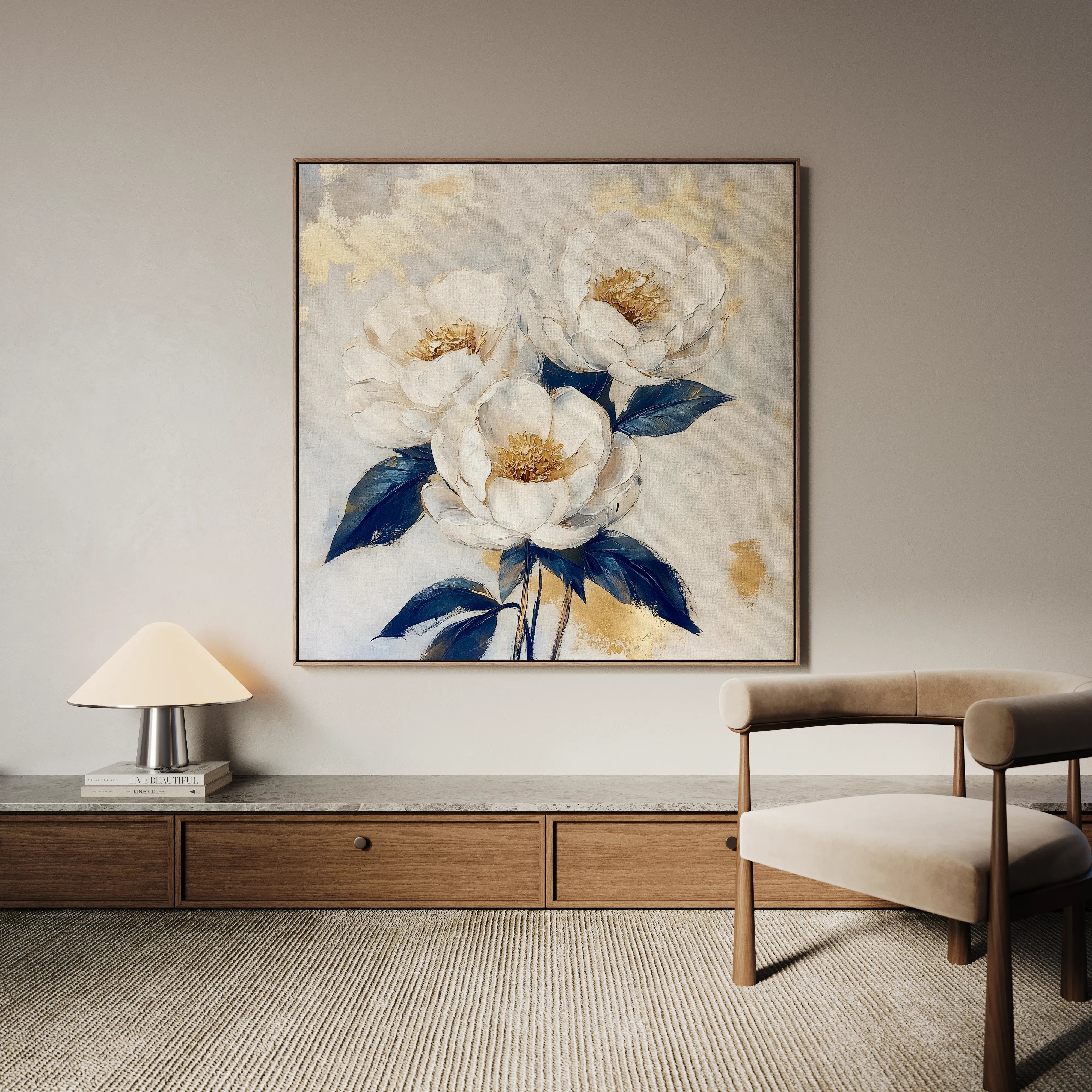Floral 1278 Canvas Art 16" x 16" / 40 x 40 cm / Black