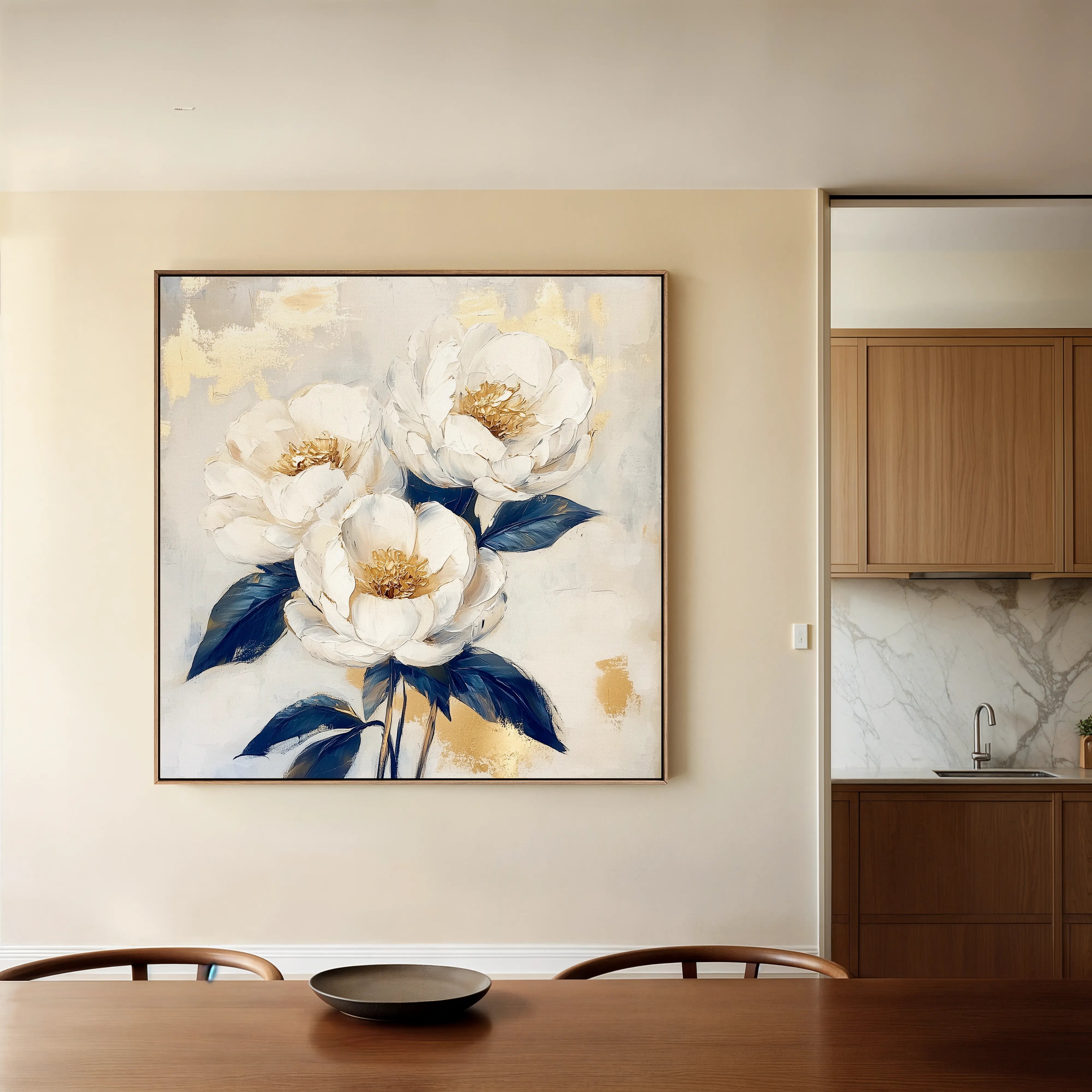 Floral 1278 Canvas Art 16" x 16" / 40 x 40 cm / Black