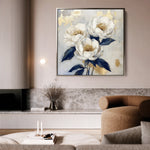 Floral 1278 Canvas Art 16" x 16" / 40 x 40 cm / Black