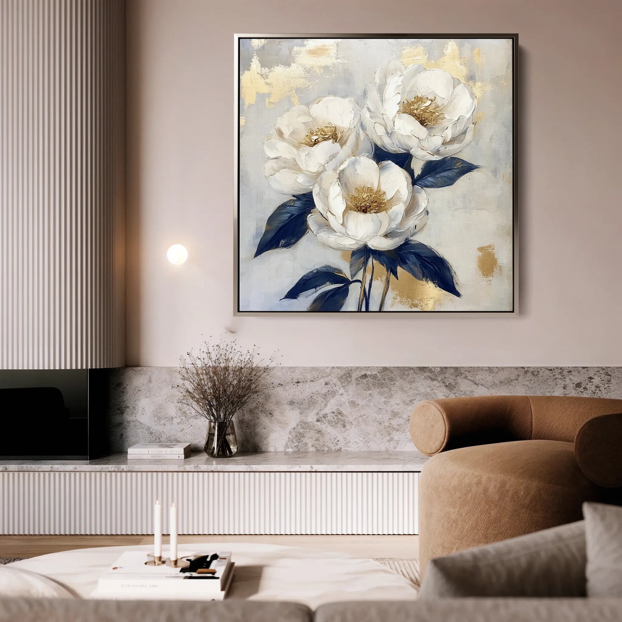 Floral 1278 Canvas Art 16" x 16" / 40 x 40 cm / Black