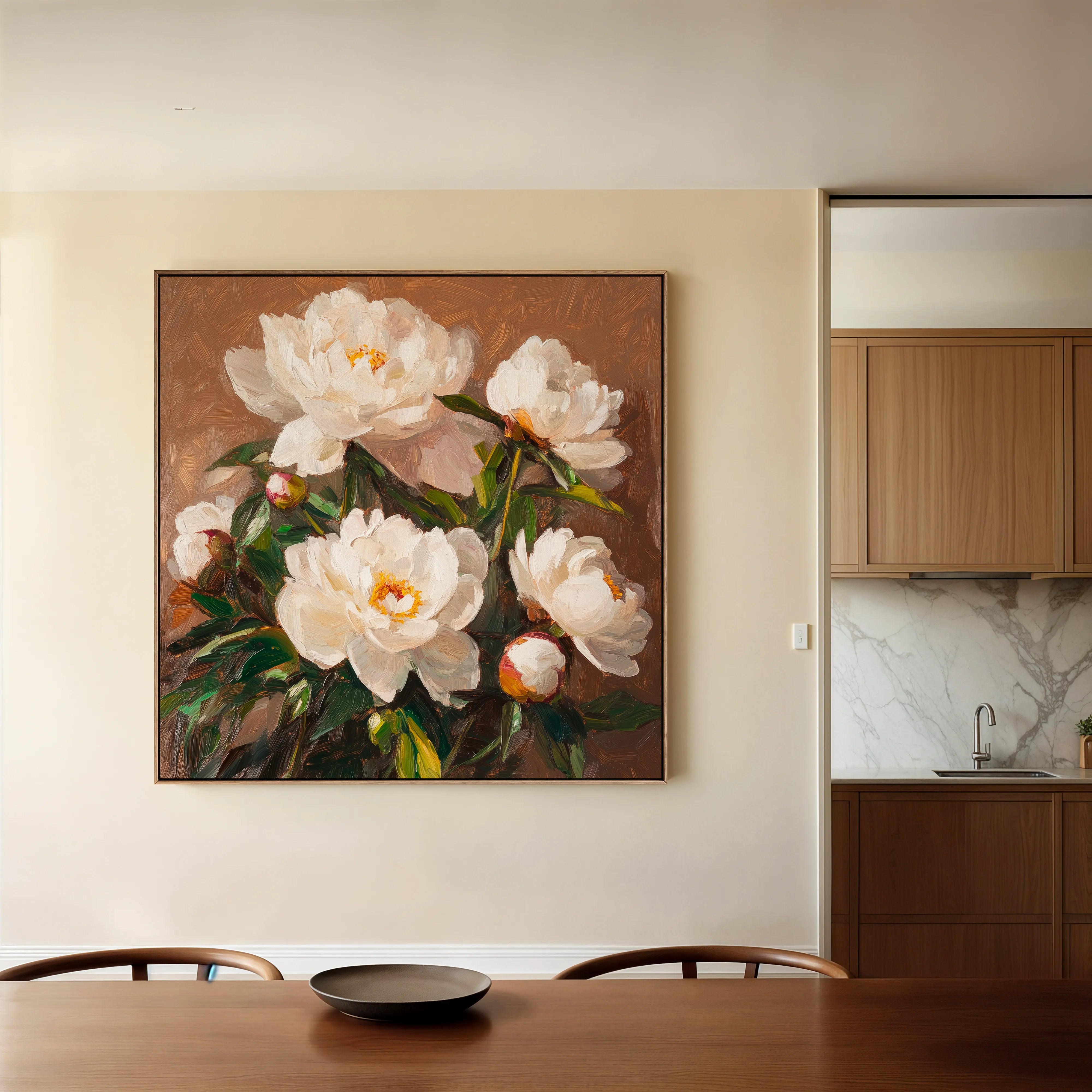 Floral 1279 Canvas Art 16" x 16" / 40 x 40 cm / Black