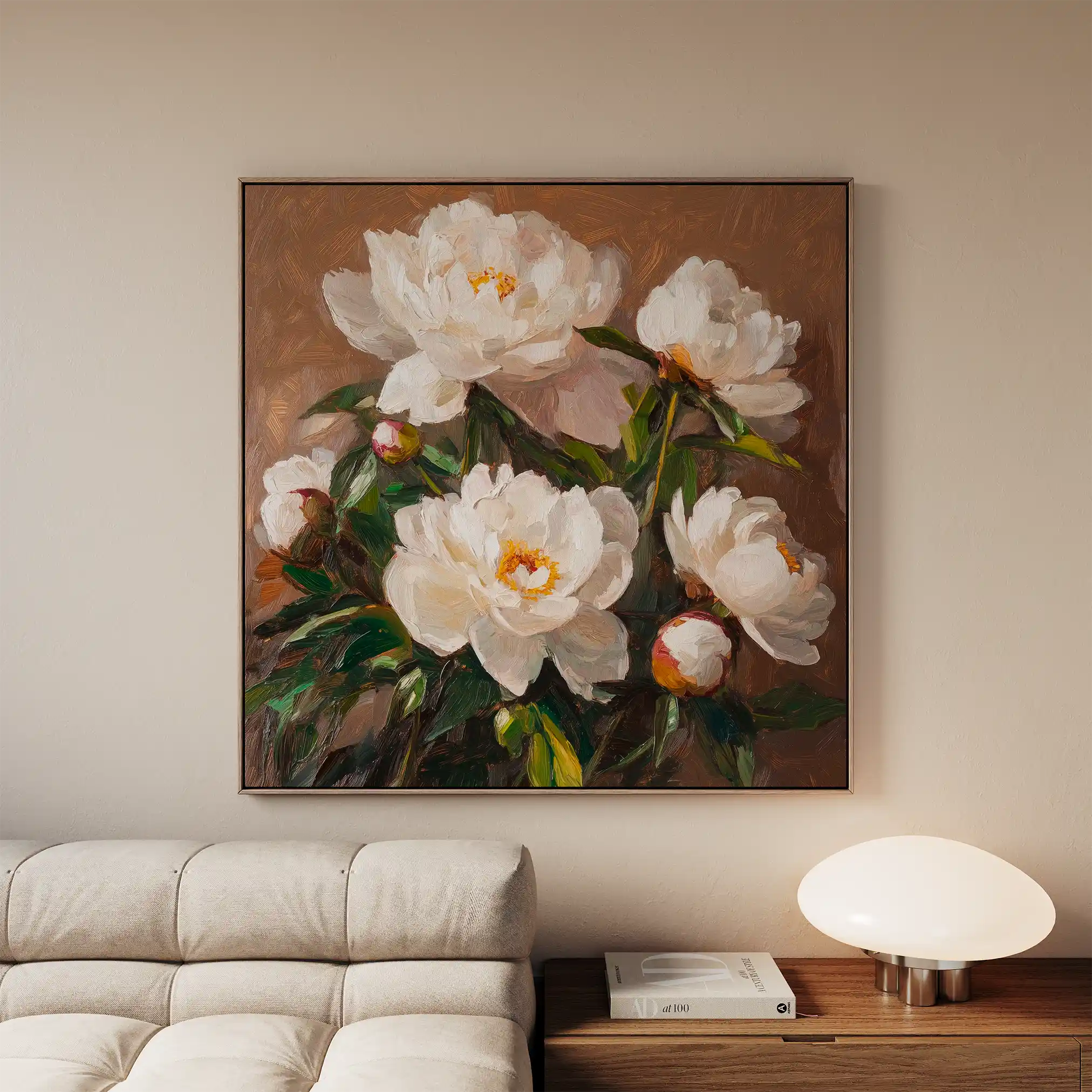 Floral 1279 Canvas Art 16" x 16" / 40 x 40 cm / Black