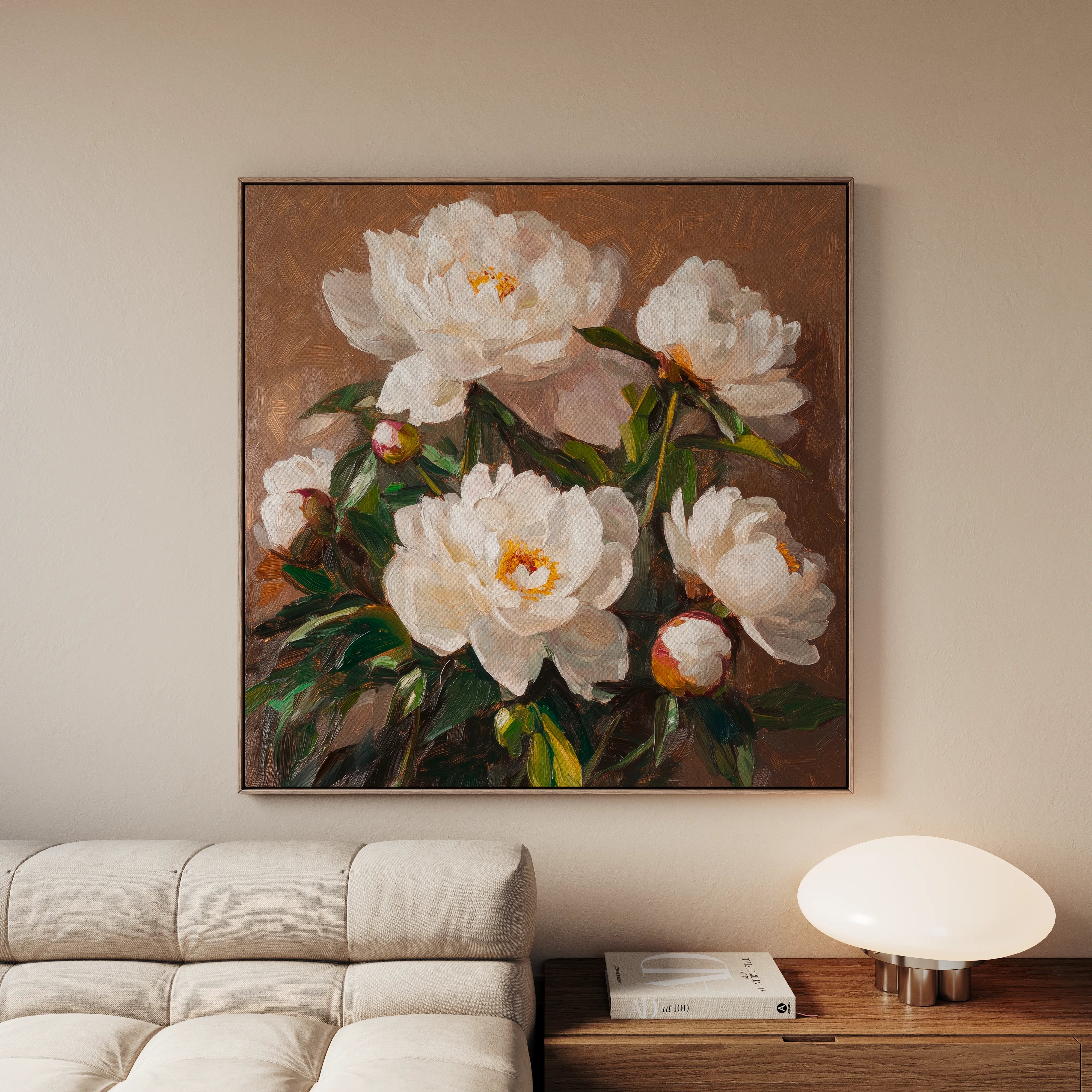 Floral 1279 Canvas Art 16" x 16" / 40 x 40 cm / Black