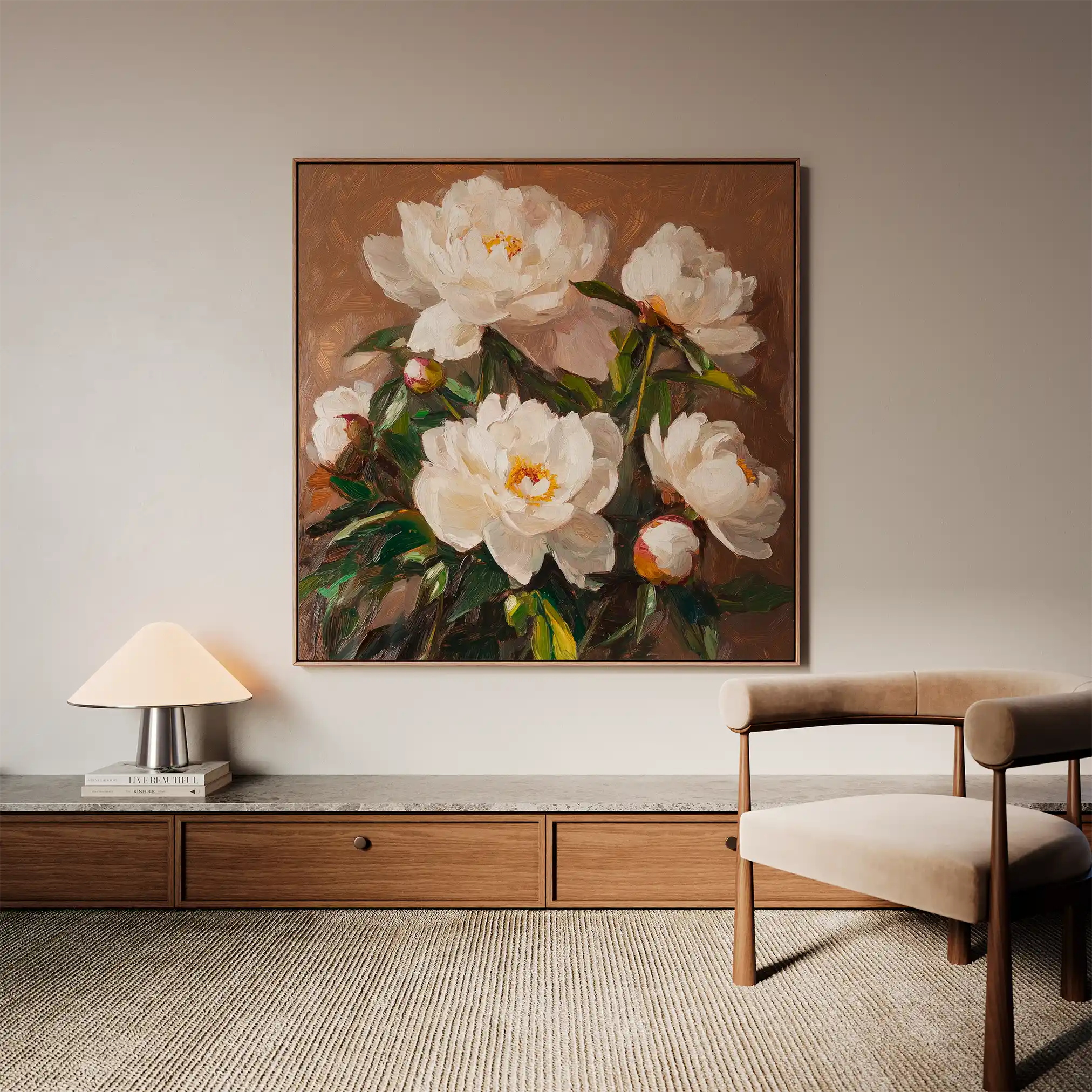 Floral 1279 Canvas Art 16" x 16" / 40 x 40 cm / Black