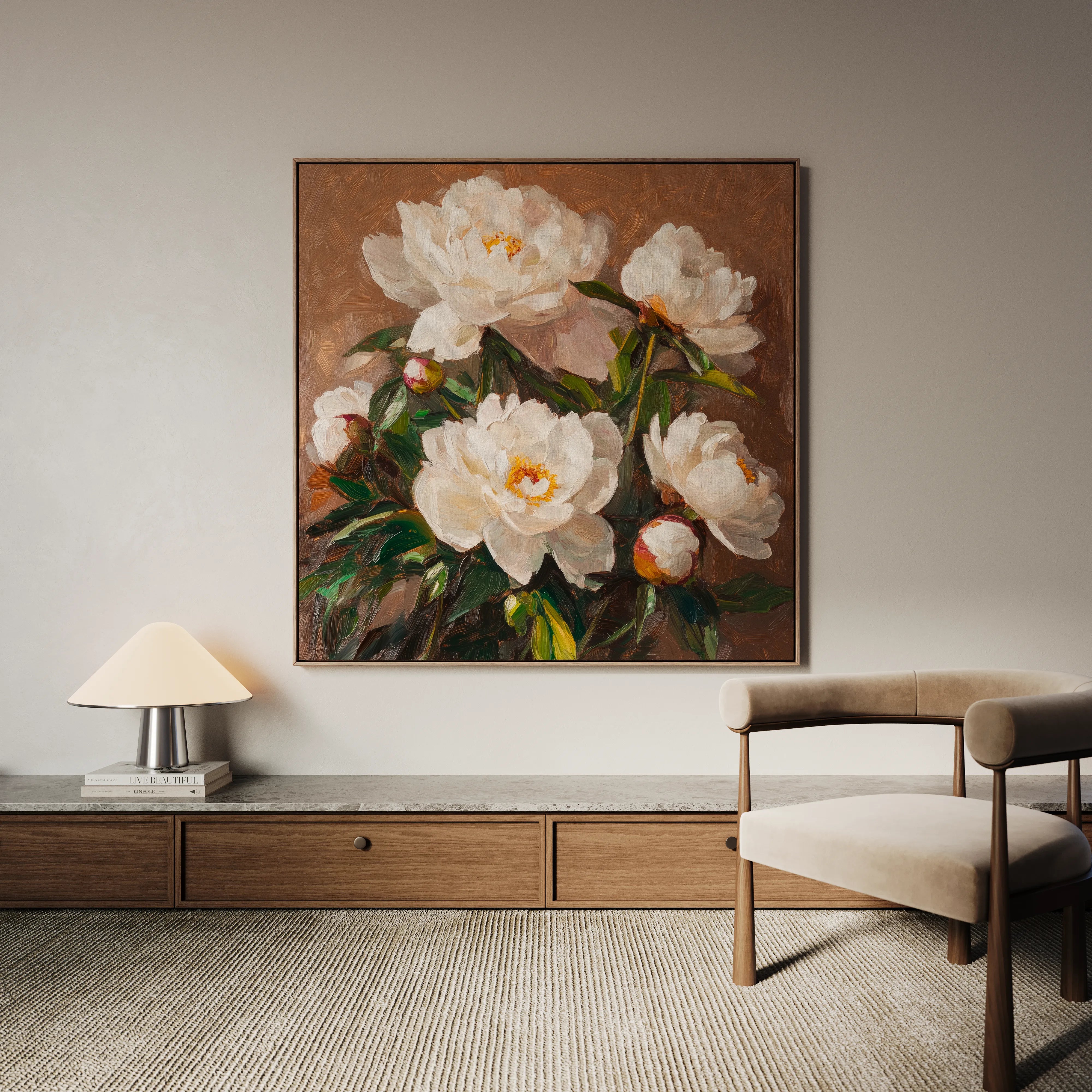 Floral 1279 Canvas Art 16" x 16" / 40 x 40 cm / Black
