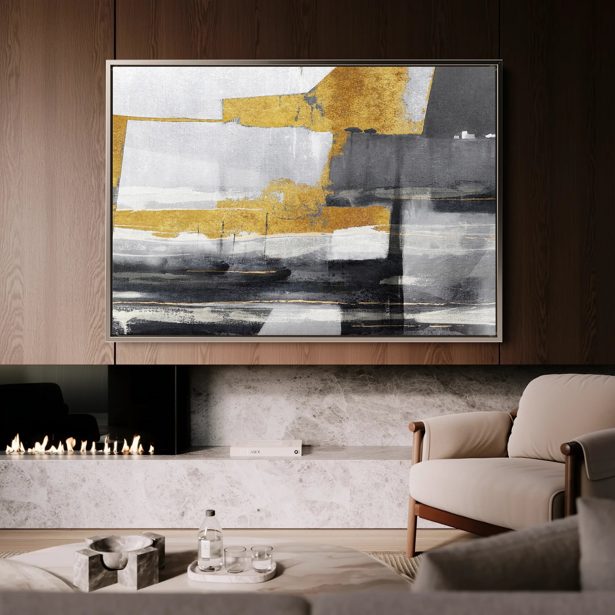 Abstract 128 Canvas Art 18" x 24" / 45 x 60 cm / Black