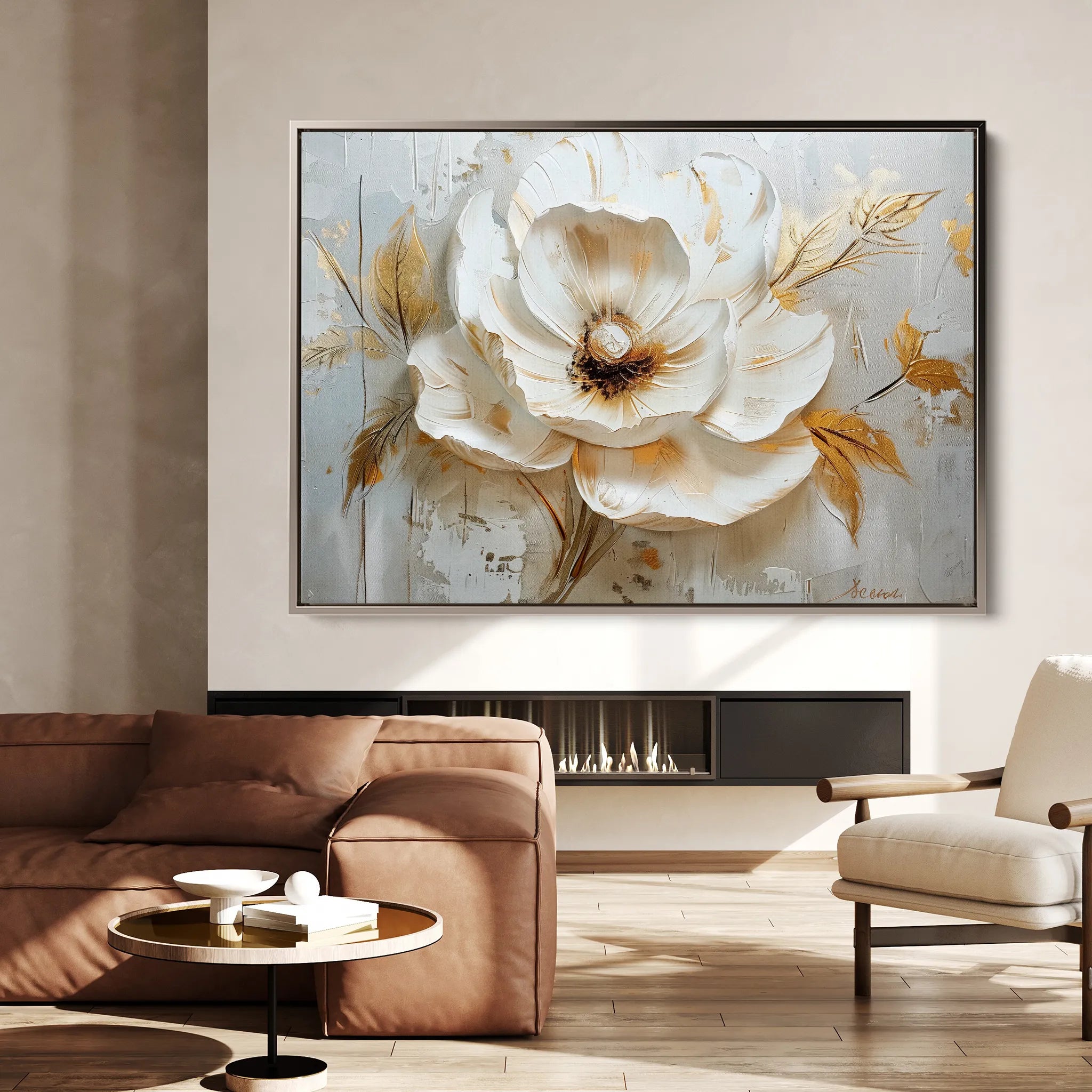 Floral 128 Canvas Art 18" x 24" / 45 x 60 cm / Black