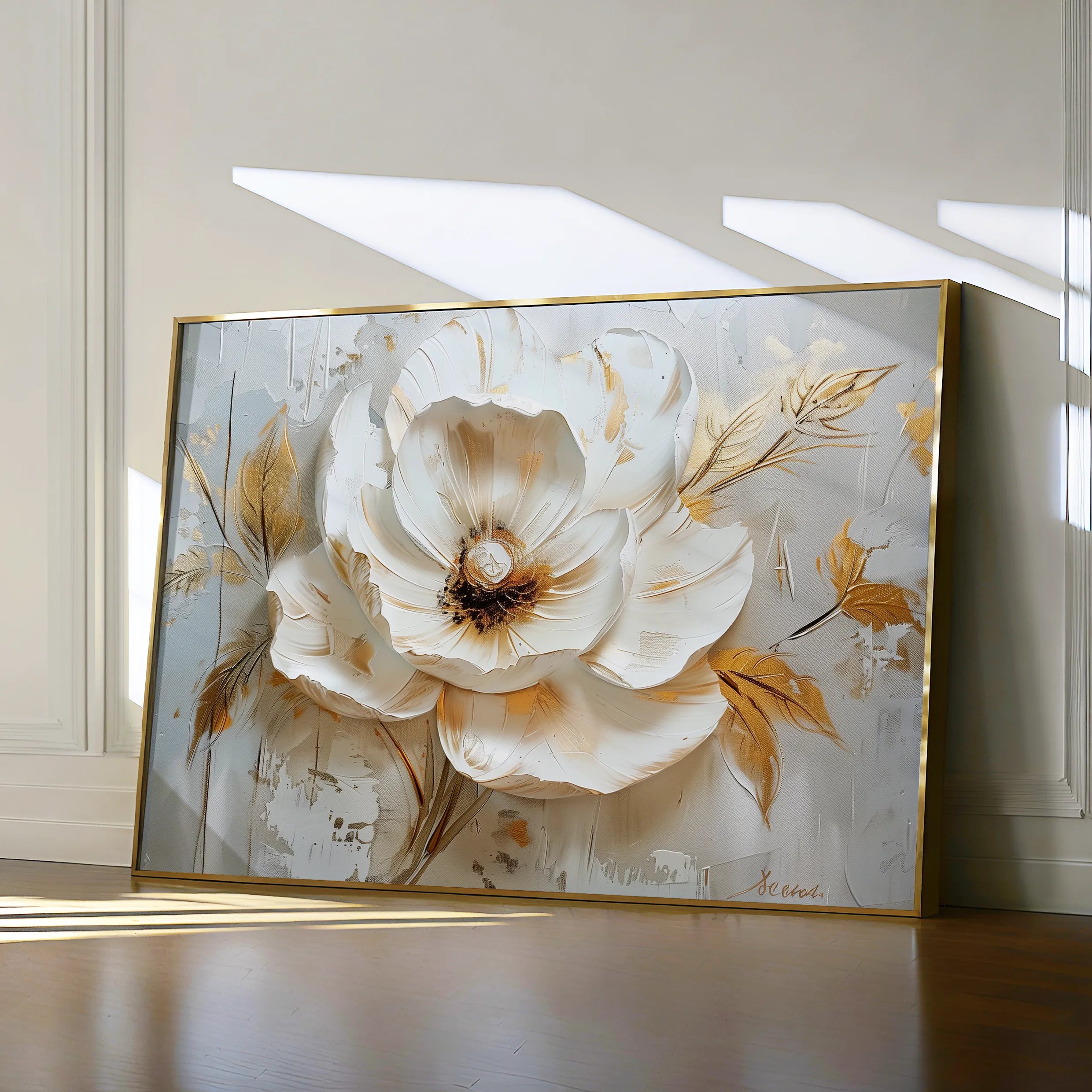 Floral 128 Canvas Art 18" x 24" / 45 x 60 cm / Black