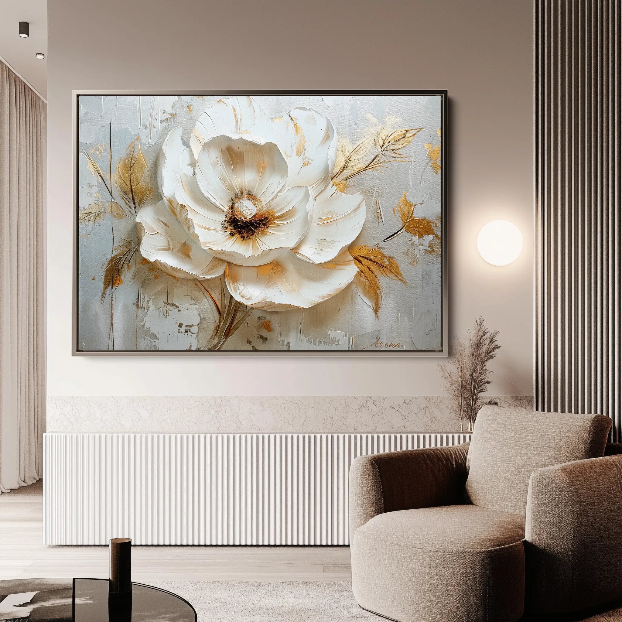 Floral 128 Canvas Art 18" x 24" / 45 x 60 cm / Black