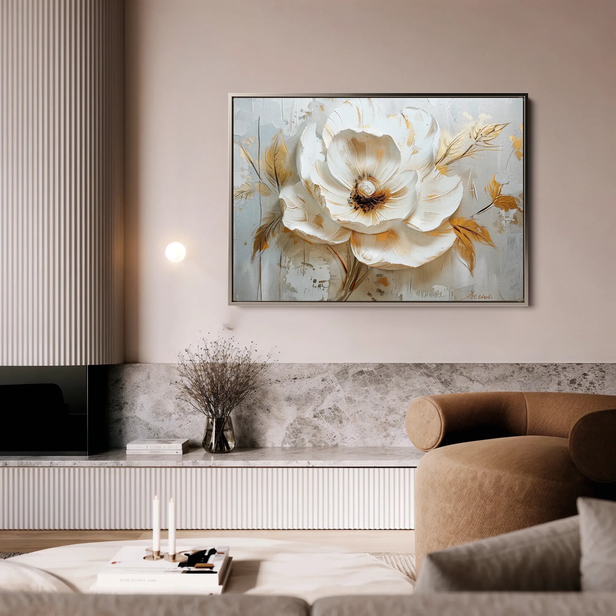 Floral 128 Canvas Art 18" x 24" / 45 x 60 cm / Black