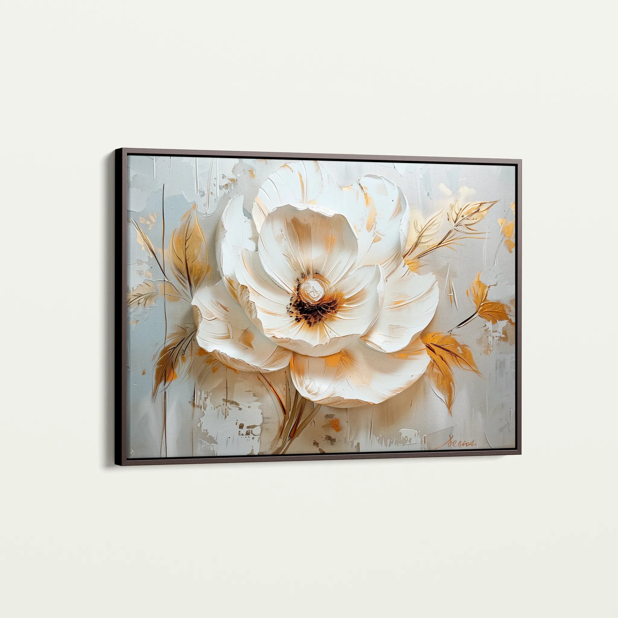 Floral 128 Canvas Art 18" x 24" / 45 x 60 cm / Black