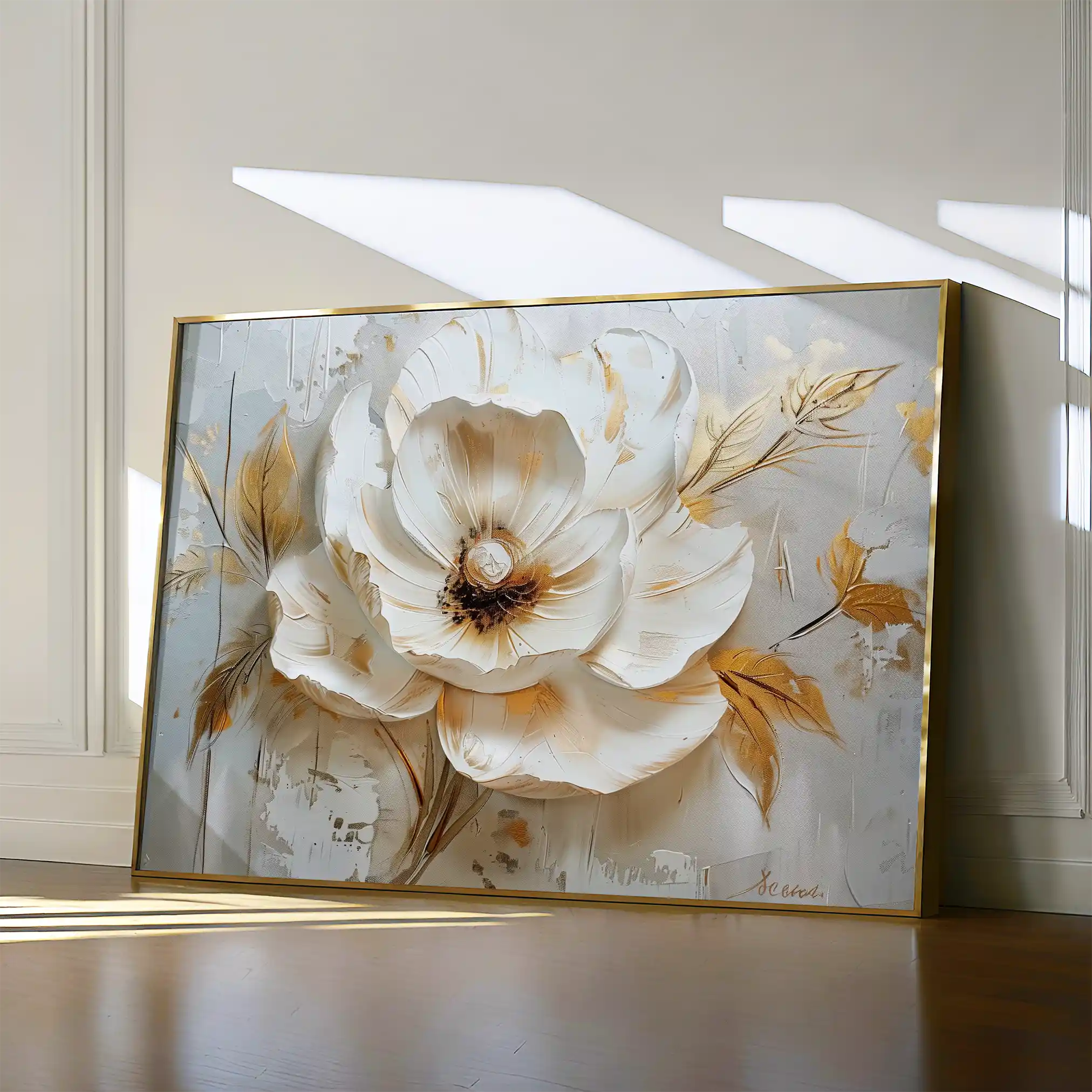 Floral 128 Canvas Art 60 x 40 cm / Black