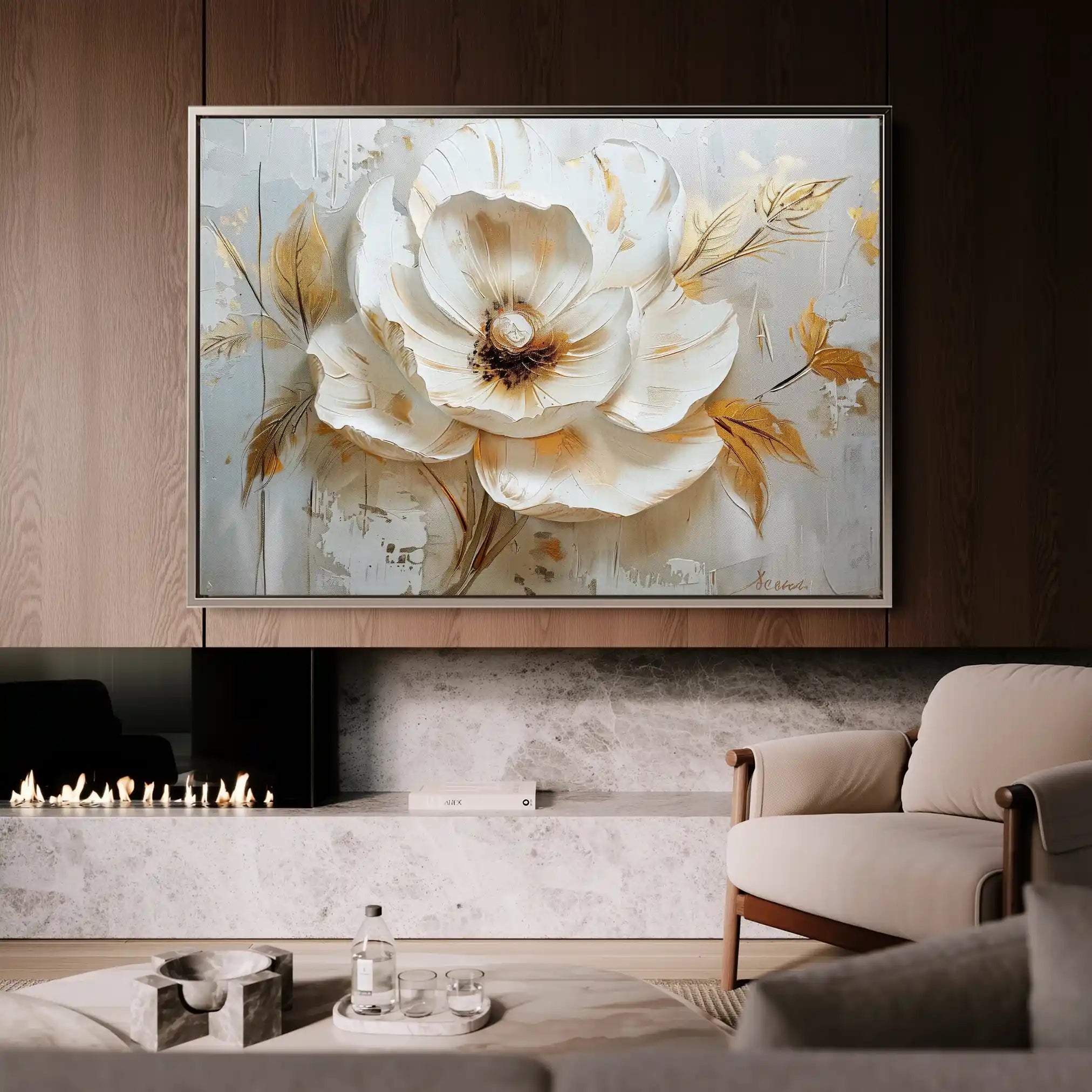 Floral 128 Canvas Art 60 x 40 cm / Black