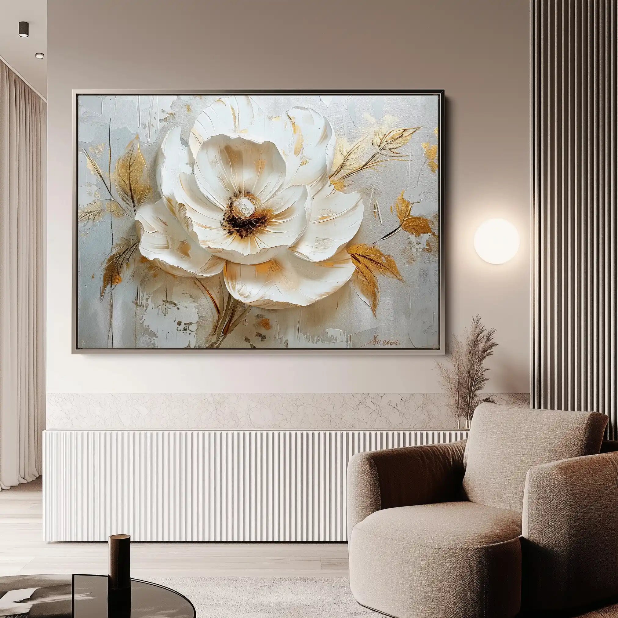 Floral 128 Canvas Art 60 x 40 cm / Black