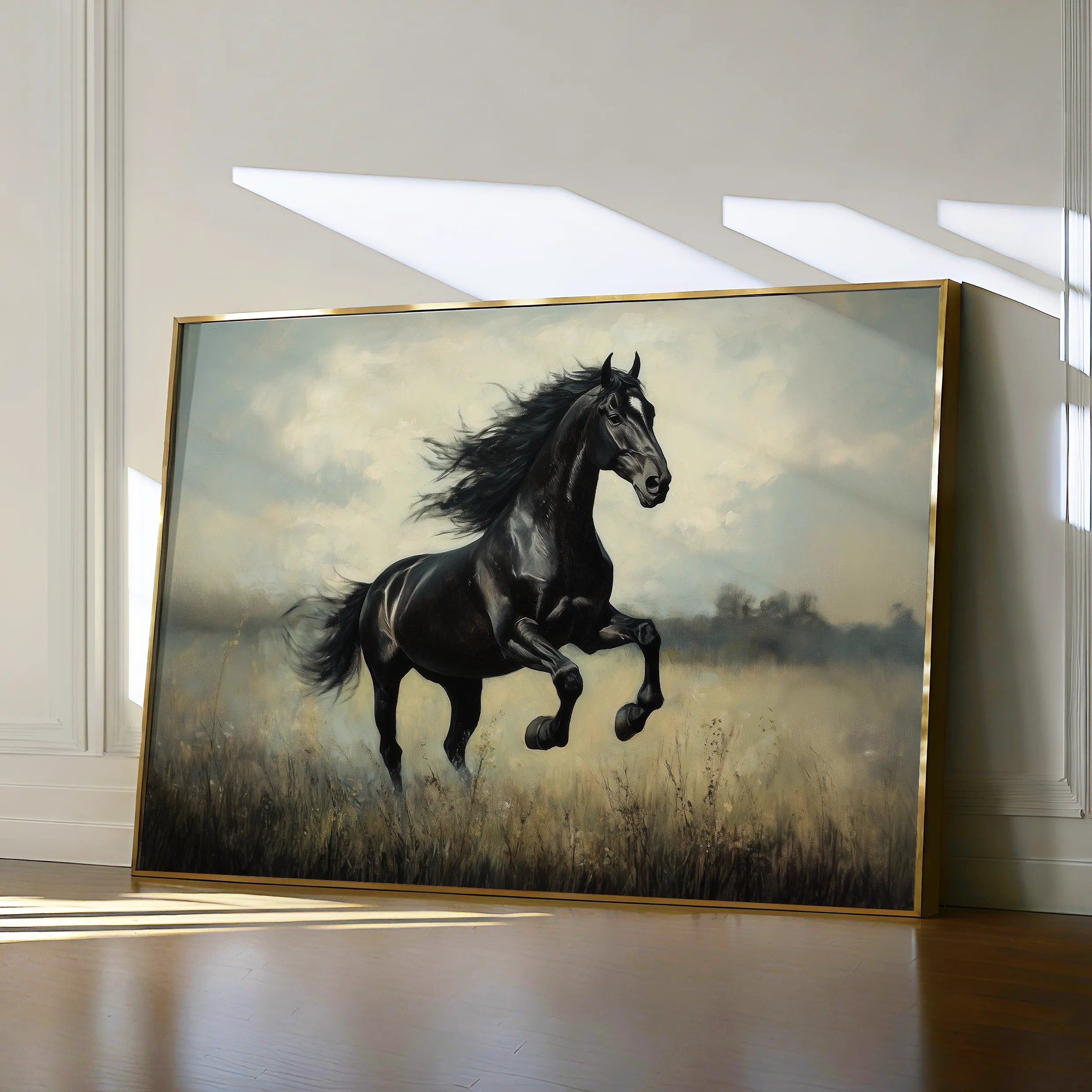 Horses 128 Canvas Art 18" x 24" / 45 x 60 cm / Black