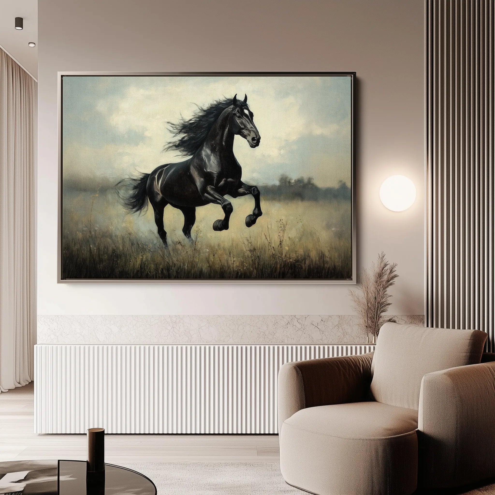 Horses 128 Canvas Art 18" x 24" / 45 x 60 cm / Black