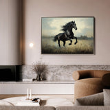 Horses 128 Canvas Art 18" x 24" / 45 x 60 cm / Black