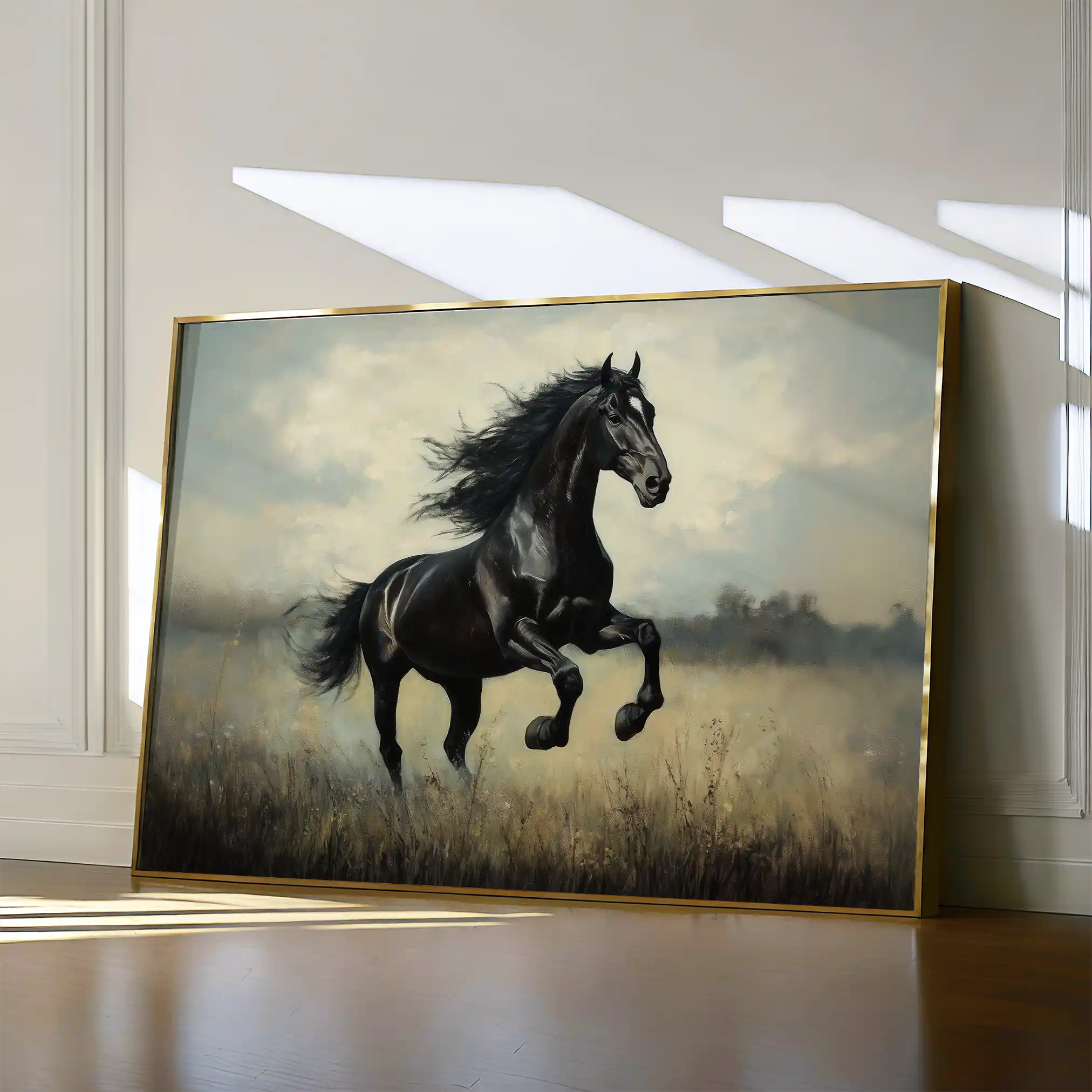 Horses 128 Canvas Art 60 x 40 cm / Black
