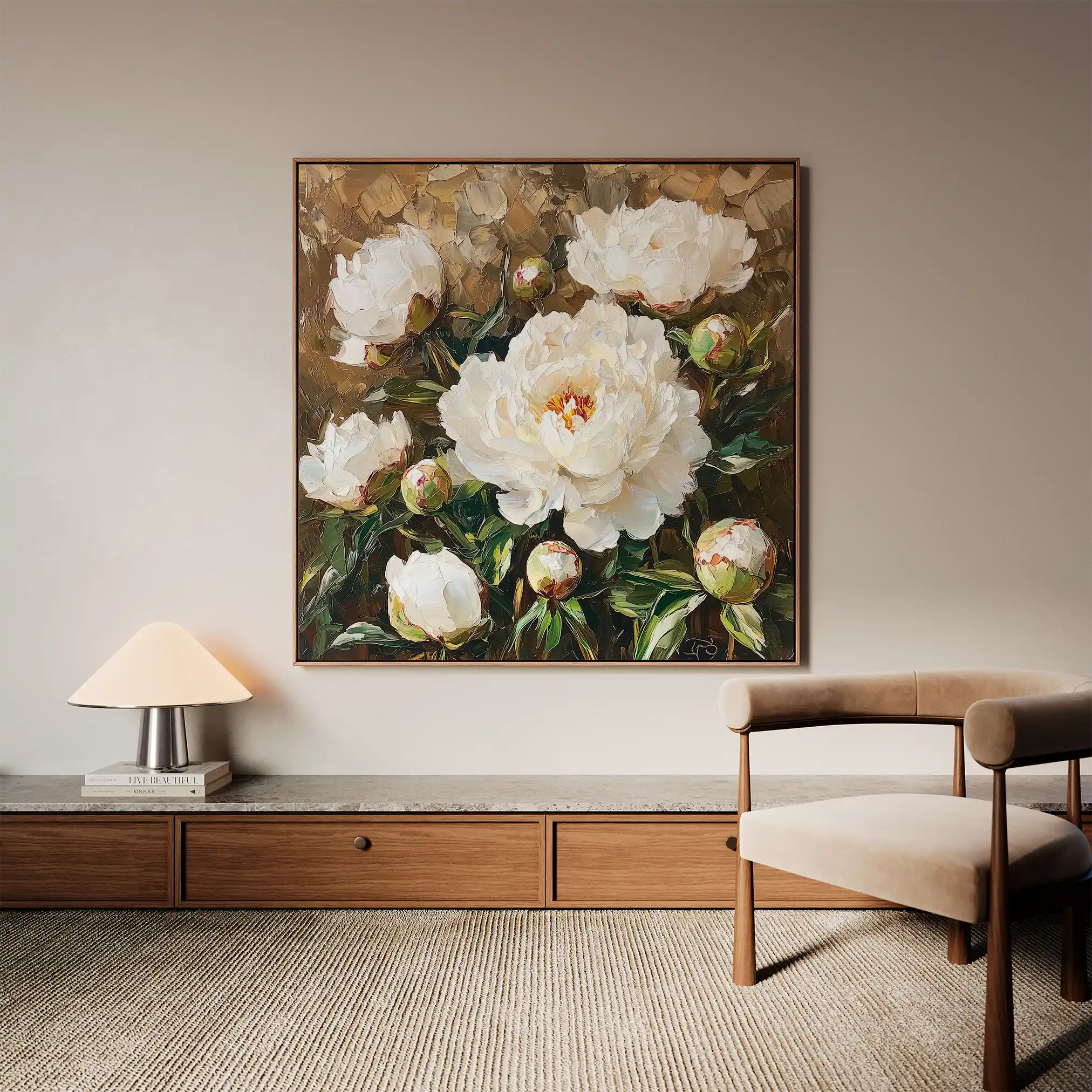 Floral 1280 Canvas Art 16" x 16" / 40 x 40 cm / Black