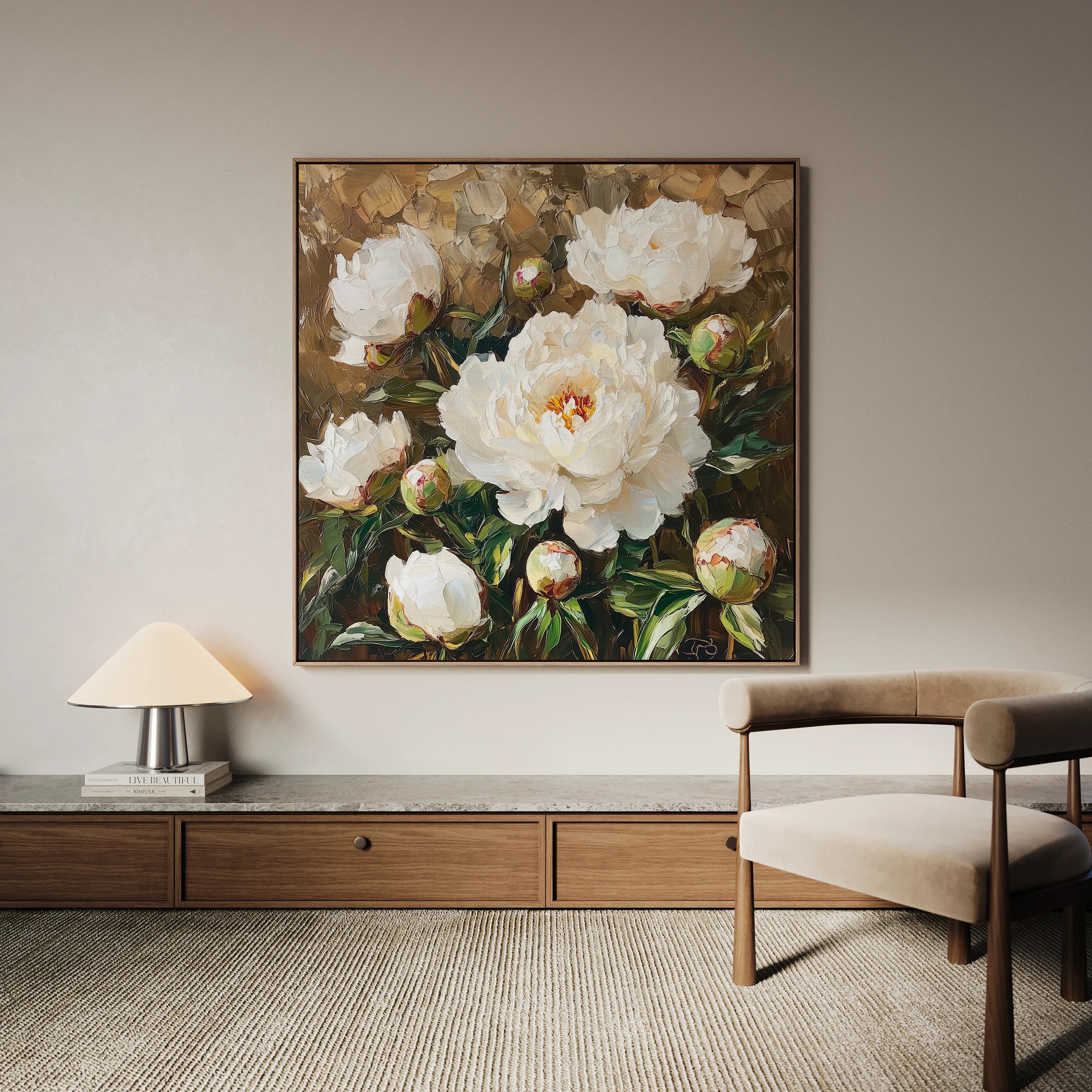 Floral 1280 Canvas Art 16" x 16" / 40 x 40 cm / Black