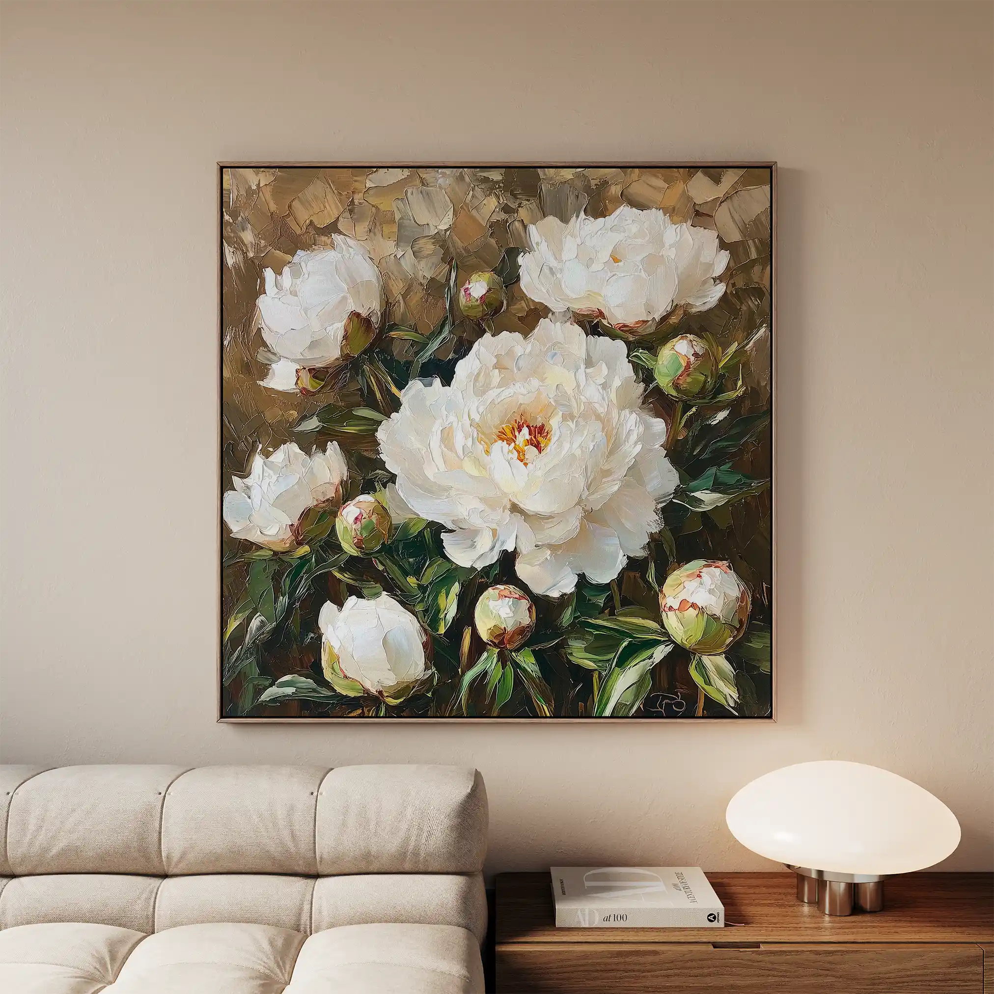 Floral 1280 Canvas Art 16" x 16" / 40 x 40 cm / Black