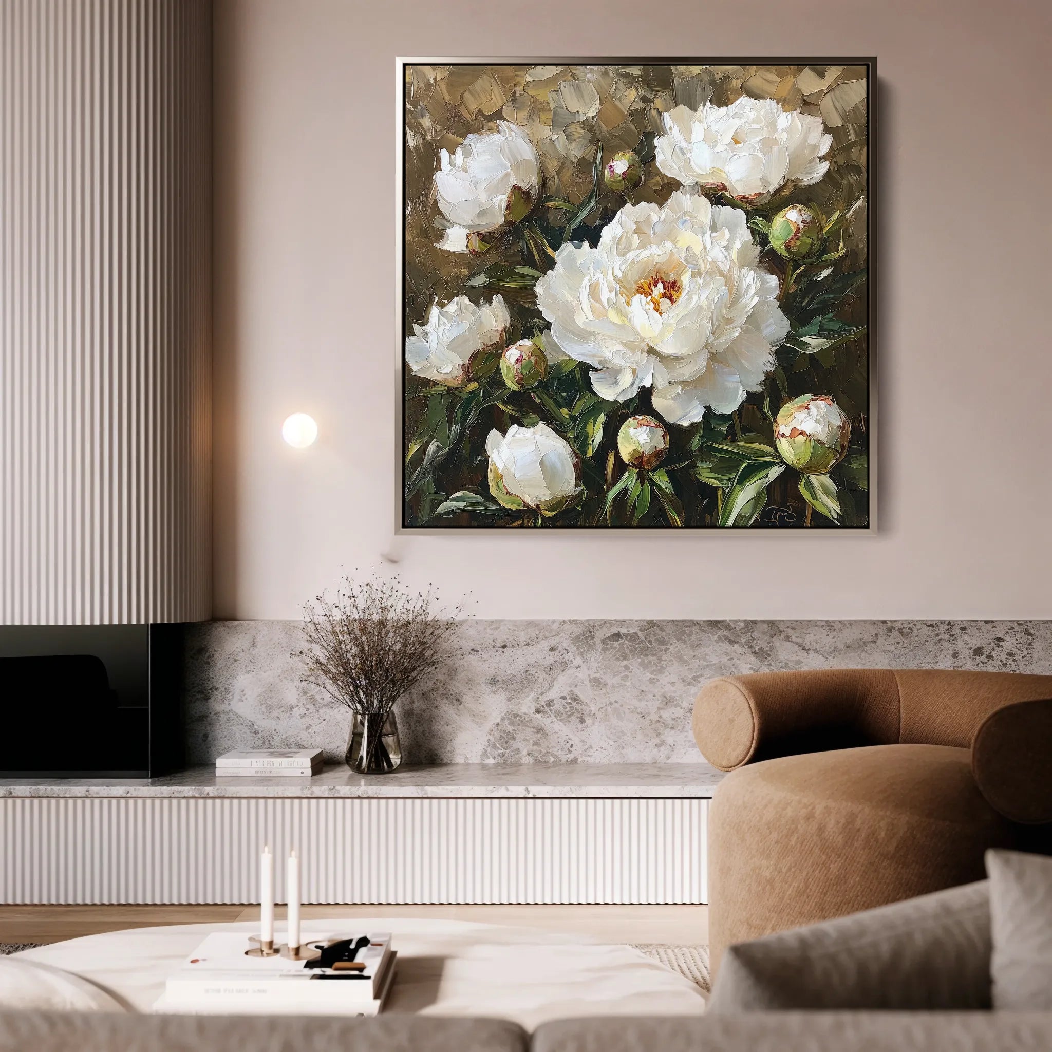 Floral 1280 Canvas Art 16" x 16" / 40 x 40 cm / Black