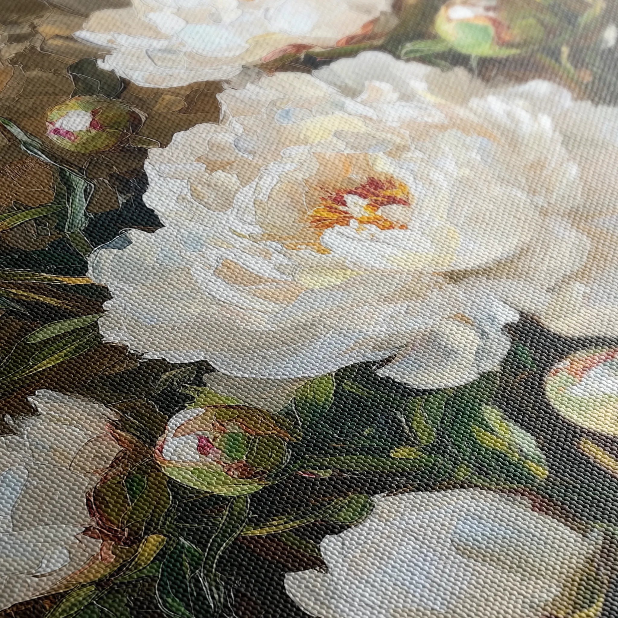 Floral 1280 Canvas Art 16" x 16" / 40 x 40 cm / Black