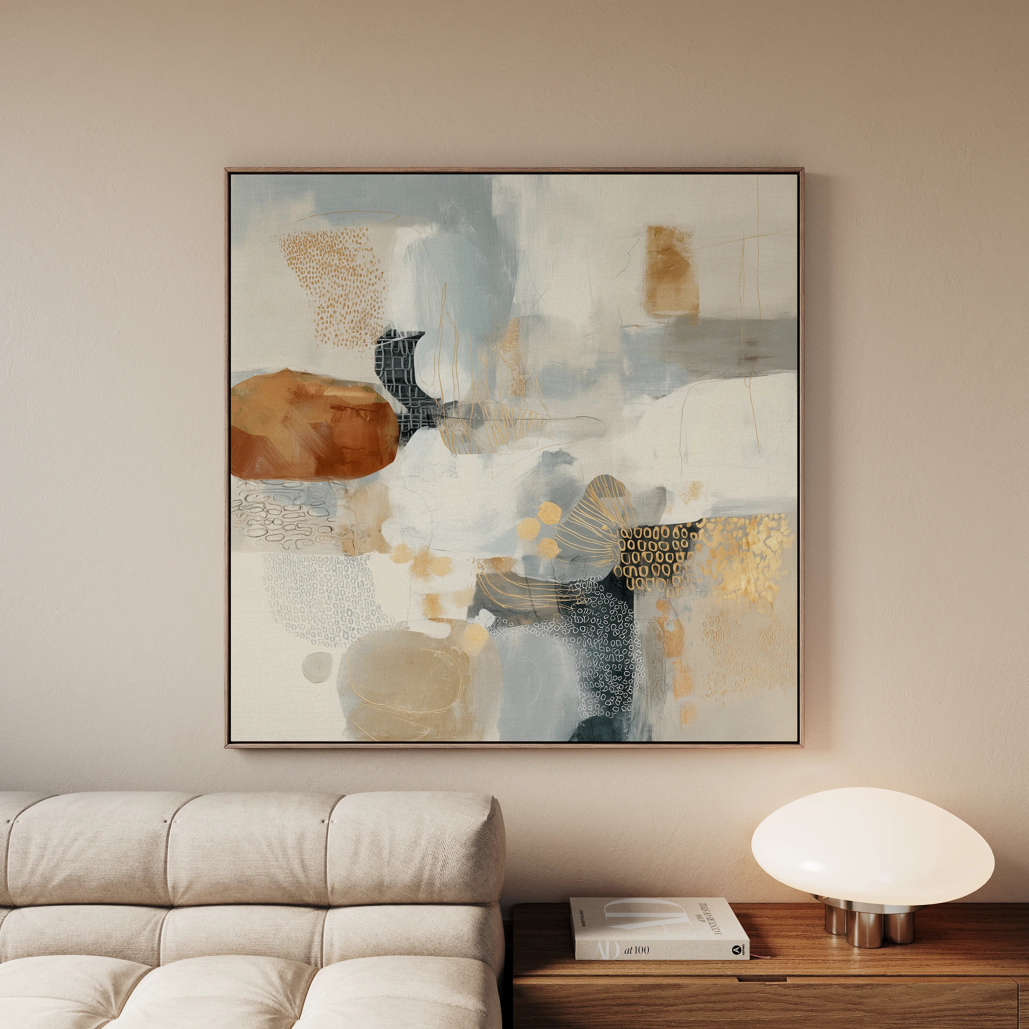 Abstract 1281 Canvas Art 16" x 16" / 40 x 40 cm / Black