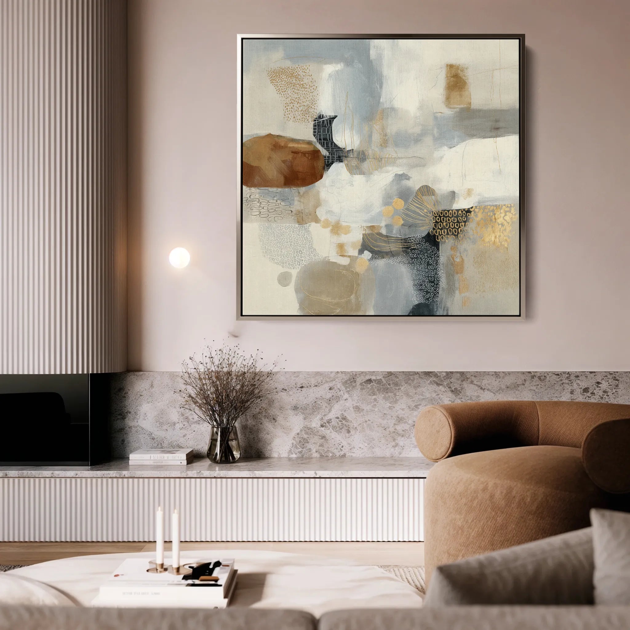 Abstract 1281 Canvas Art 16" x 16" / 40 x 40 cm / Black