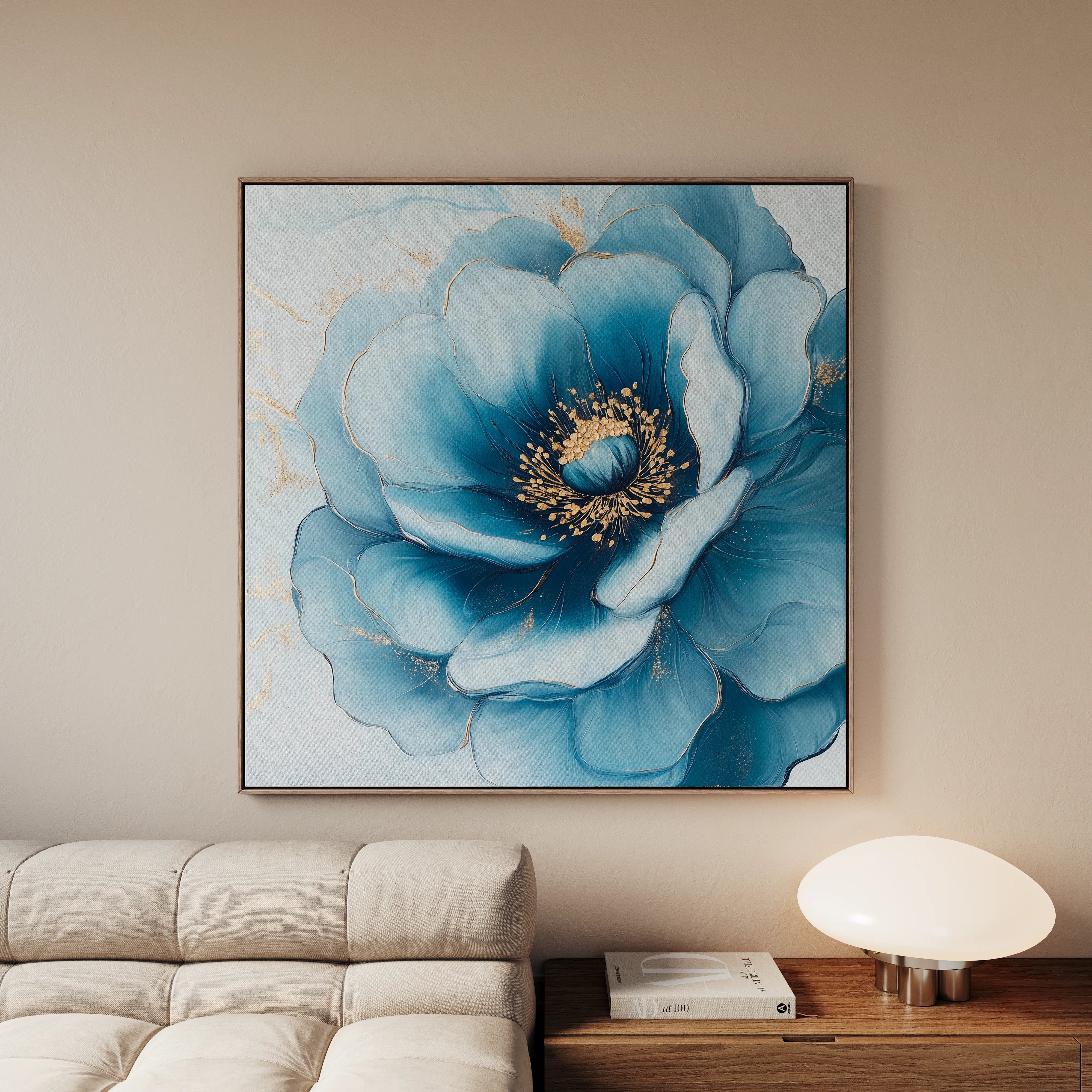 Floral 1281 Canvas Art 16" x 16" / 40 x 40 cm / Black
