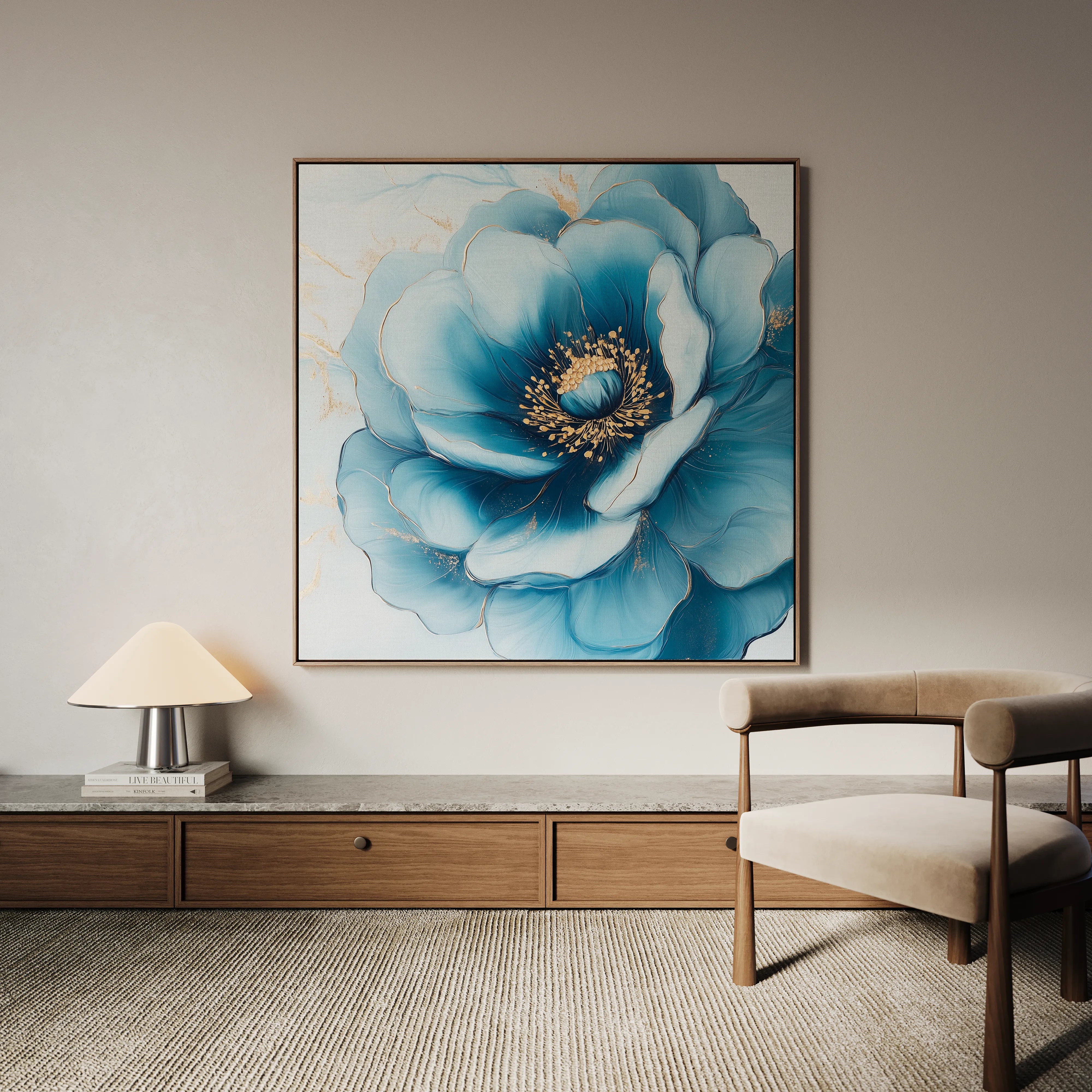 Floral 1281 Canvas Art 16" x 16" / 40 x 40 cm / Black