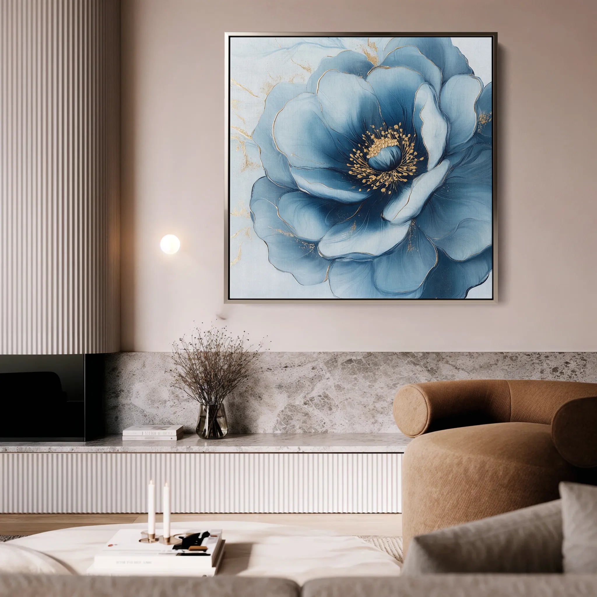Floral 1281 Canvas Art 16" x 16" / 40 x 40 cm / Black