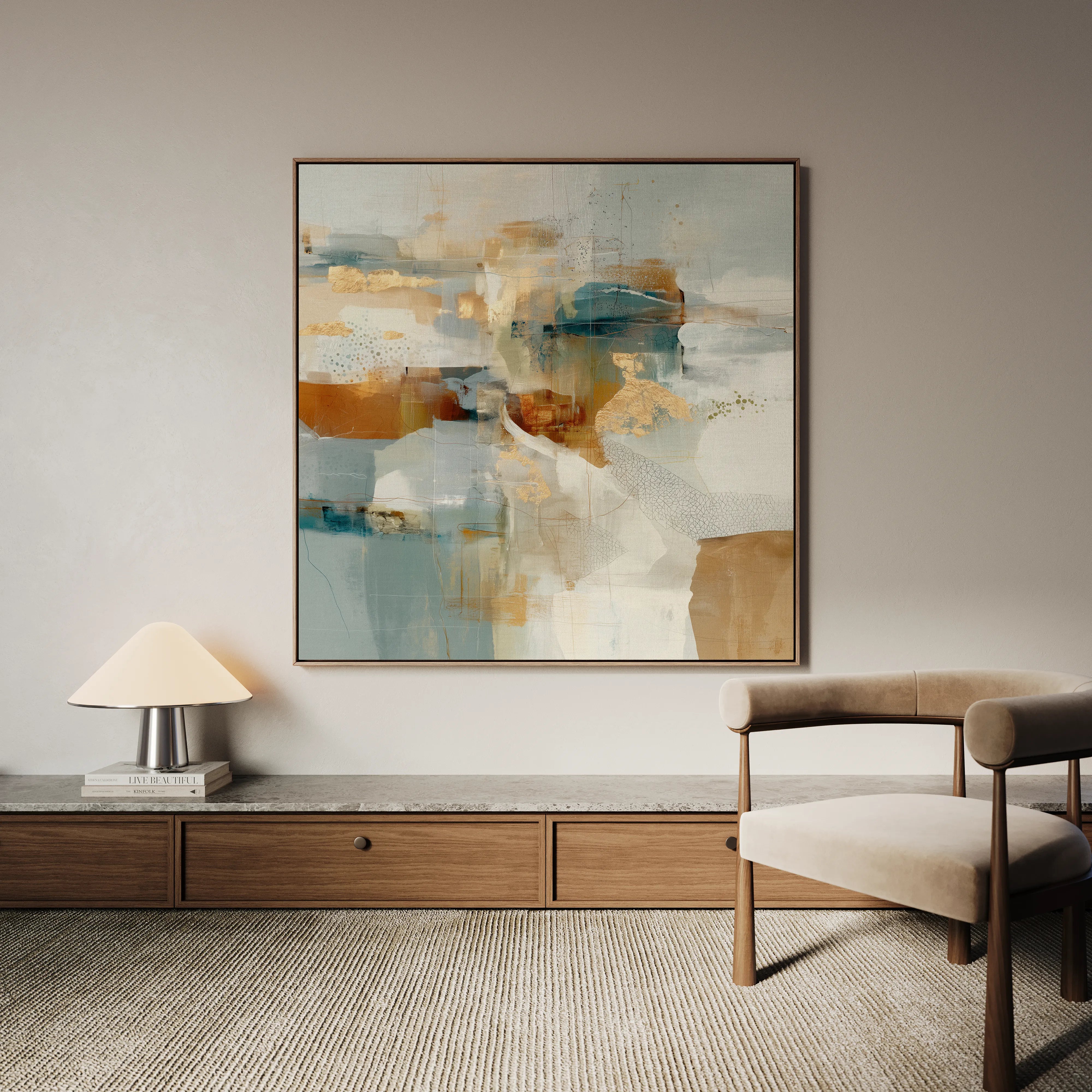 Abstract 1282 Canvas Art 16" x 16" / 40 x 40 cm / Black