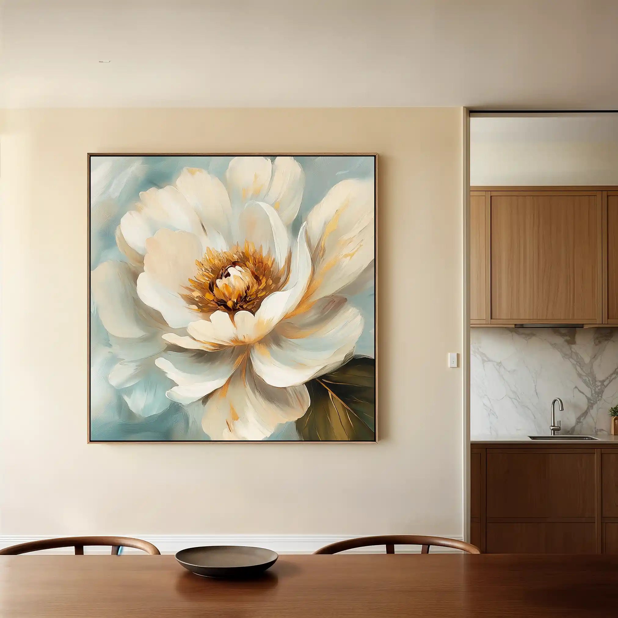 Floral 1282 Canvas Art 16" x 16" / 40 x 40 cm / Black