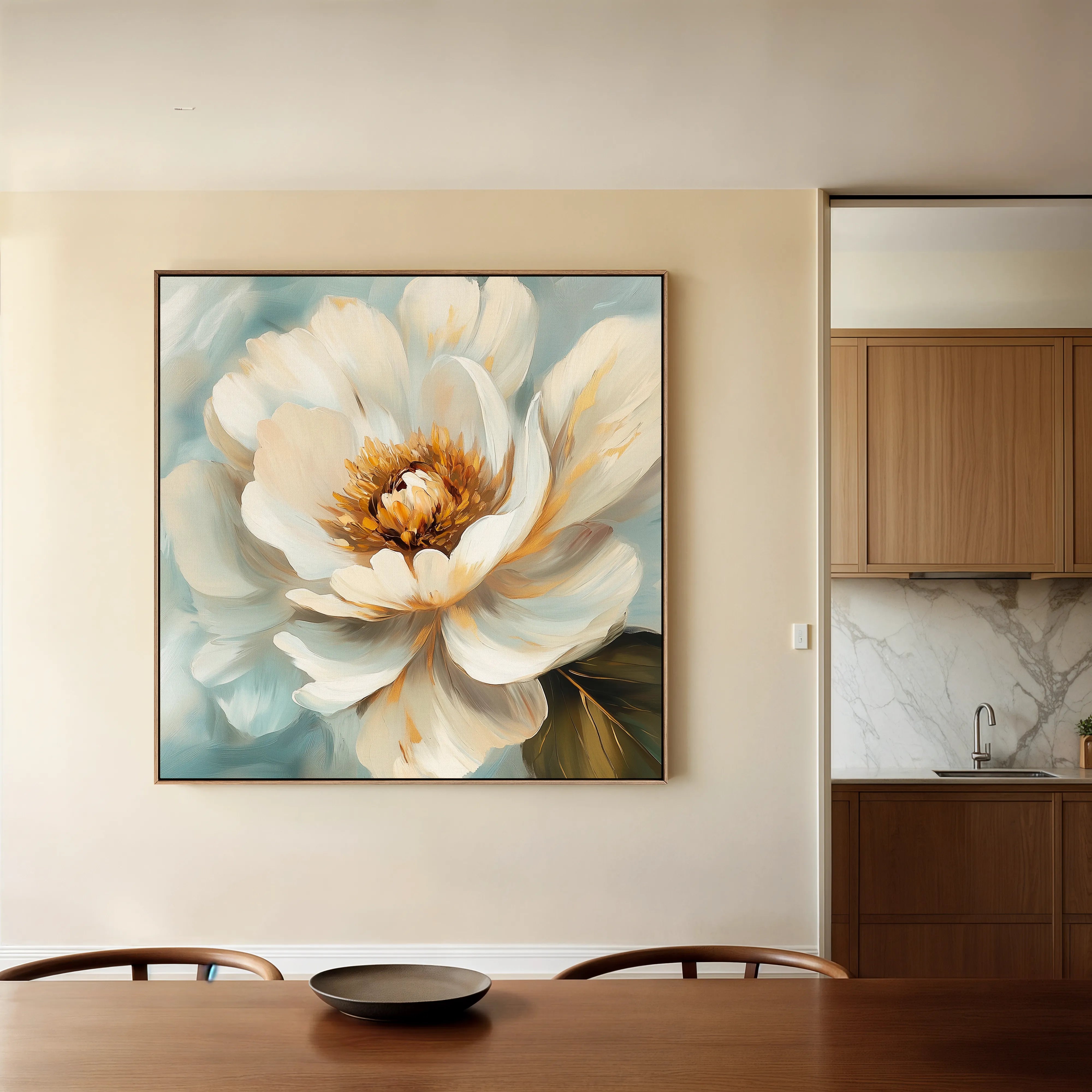 Floral 1282 Canvas Art 16" x 16" / 40 x 40 cm / Black