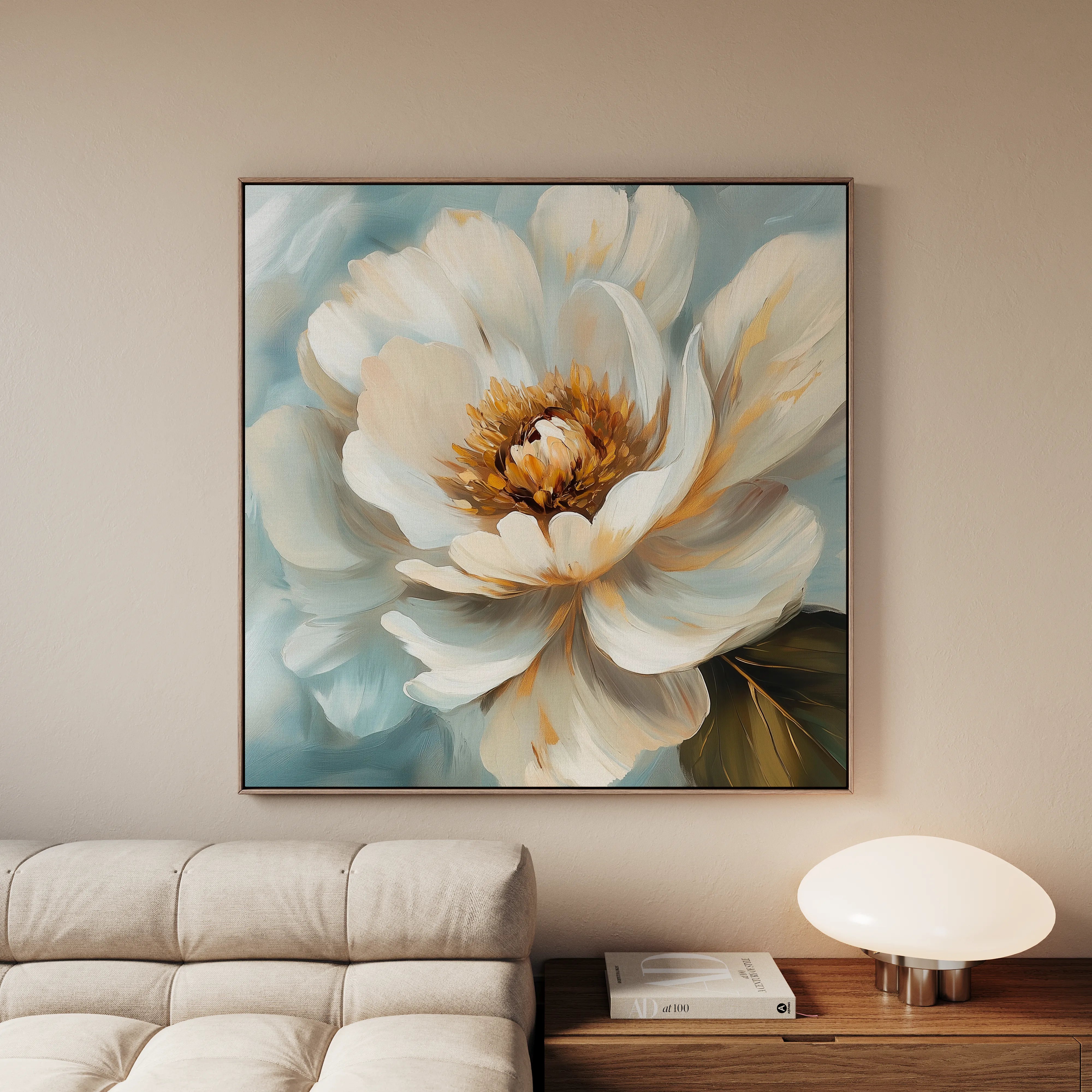 Floral 1282 Canvas Art 16" x 16" / 40 x 40 cm / Black