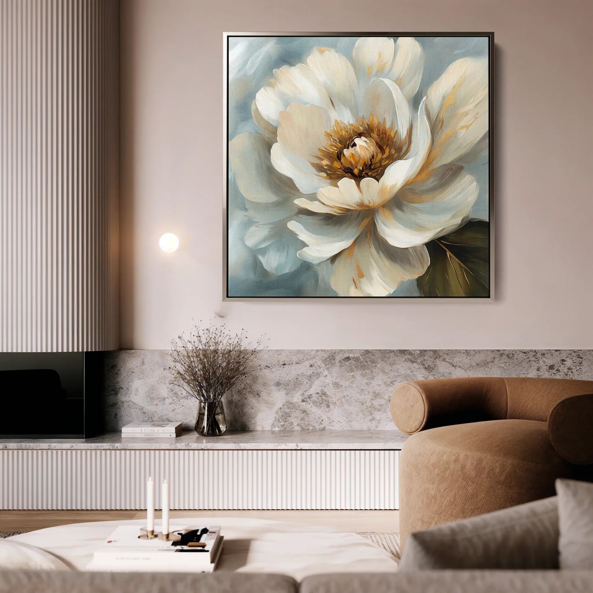 Floral 1282 Canvas Art 16" x 16" / 40 x 40 cm / Black