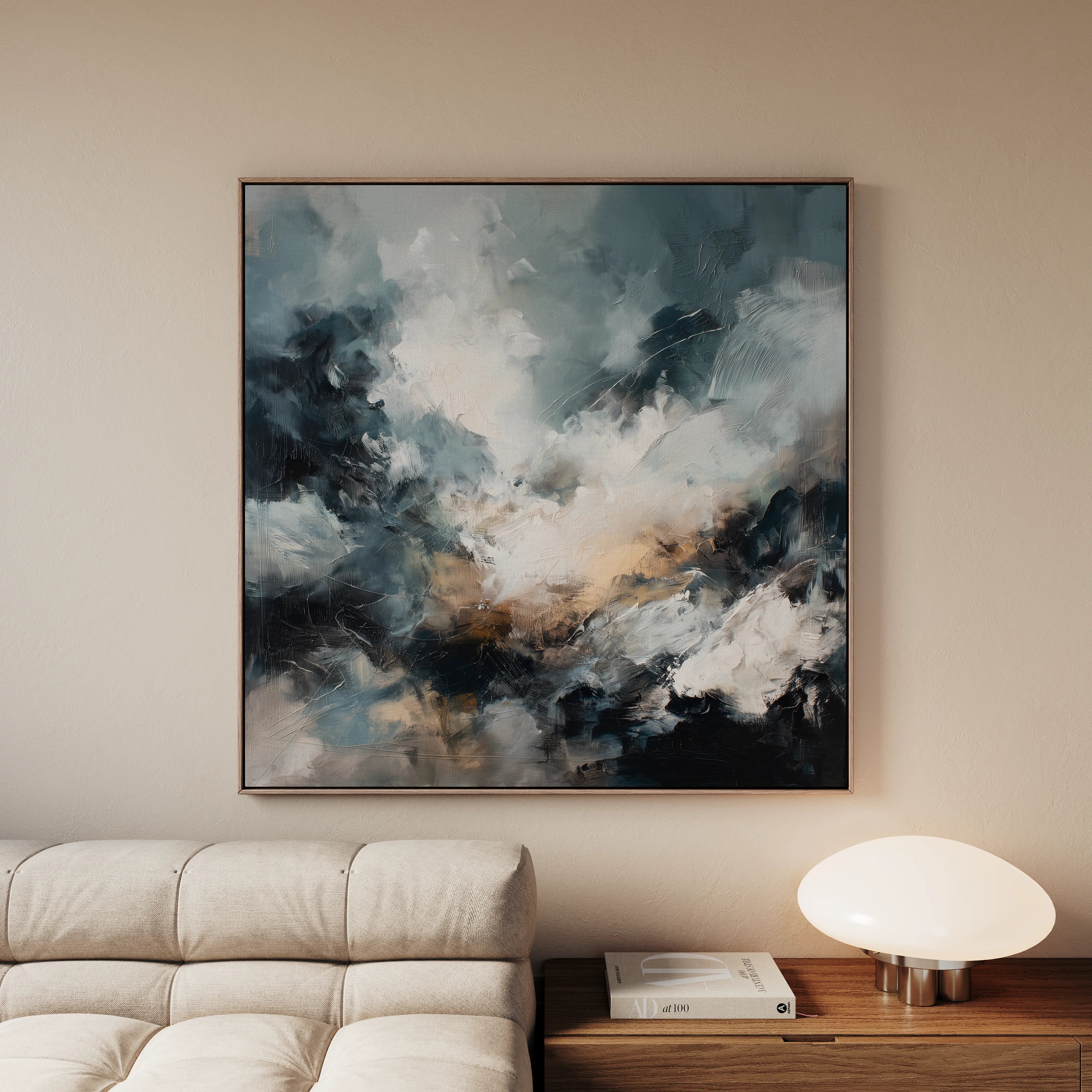 Abstract 1283 Canvas Art 16" x 16" / 40 x 40 cm / Black