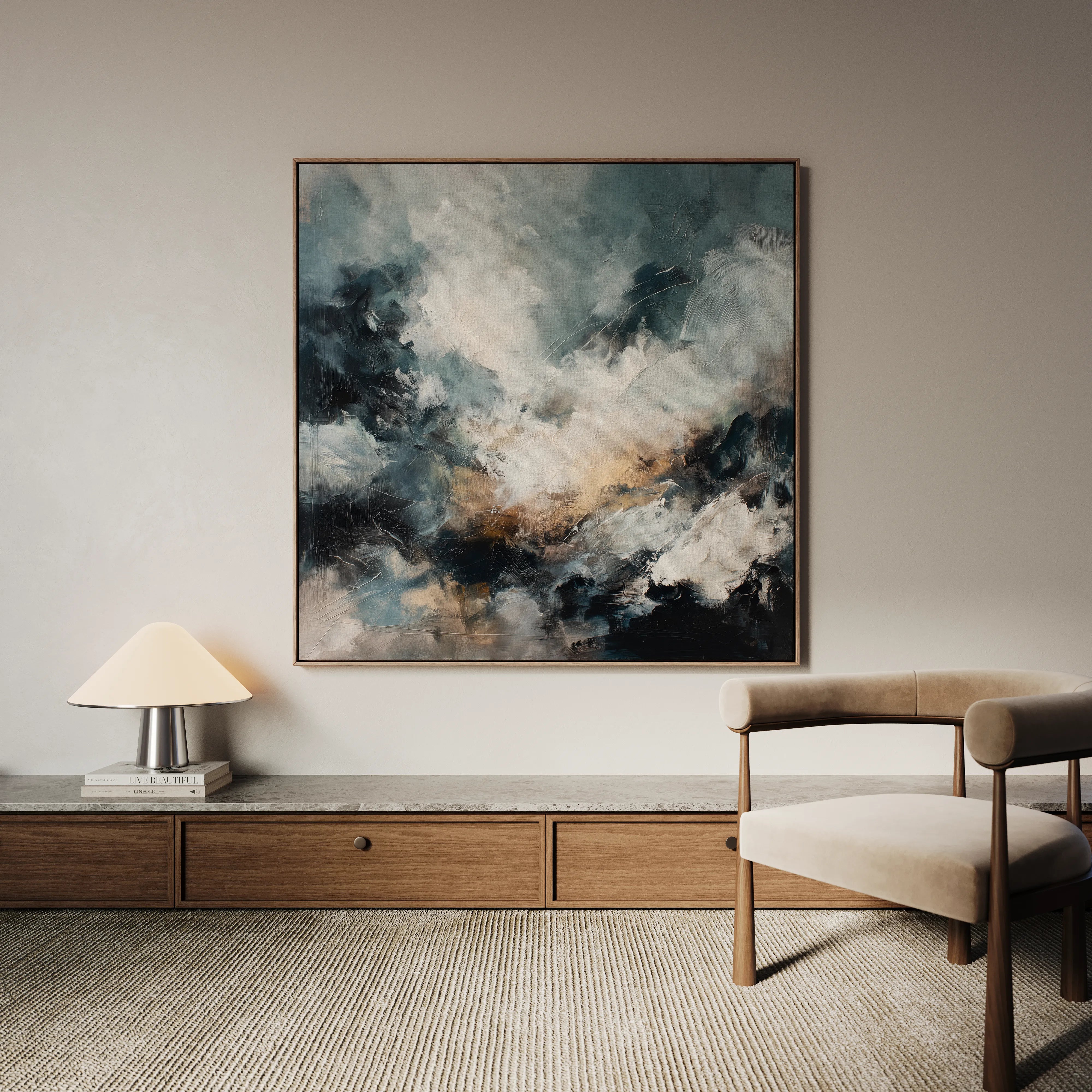 Abstract 1283 Canvas Art 16" x 16" / 40 x 40 cm / Black