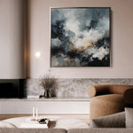 Abstract 1283 Canvas Art 16" x 16" / 40 x 40 cm / Black
